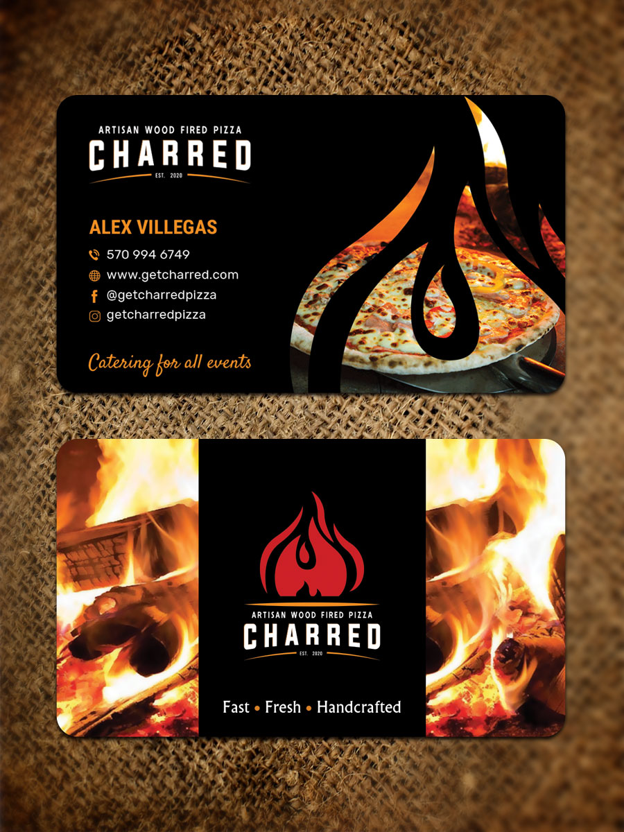 Diseño de Tarjeta de Presentación por Sandaruwan para Charred Artisan Wood Fired Pizza | Diseño #25658843