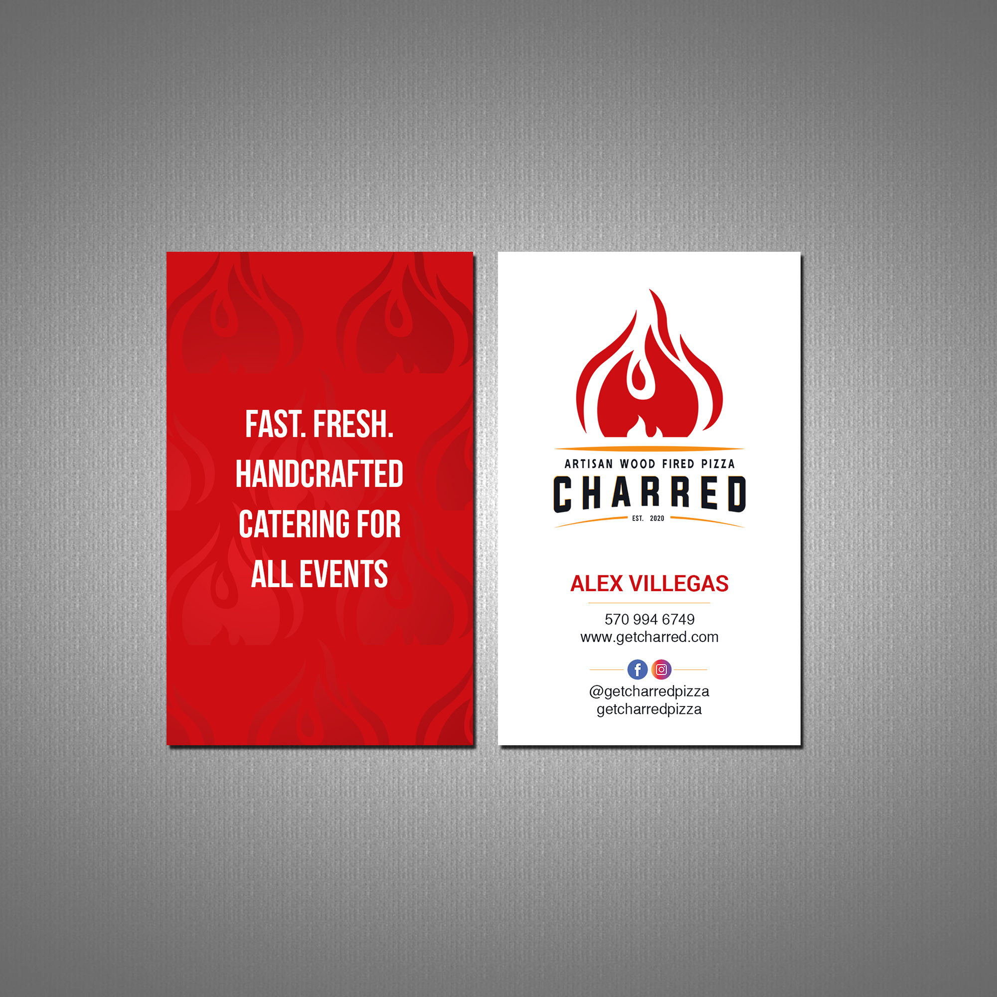 Business Card Design by Creations Box 2015 for Charred Artisan Wood Fired Pizza | Design #25673748