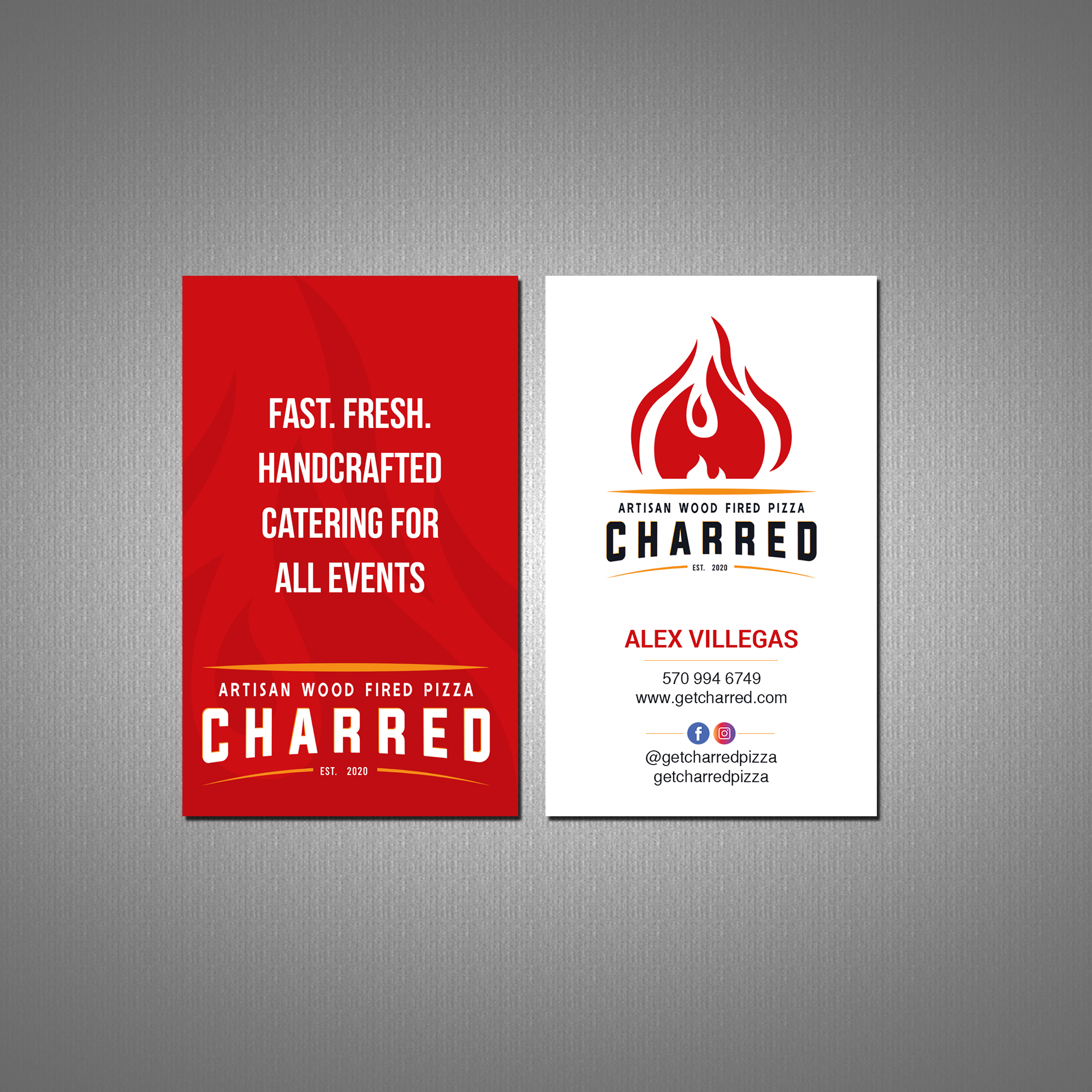Diseño de Tarjeta de Presentación por Creations Box 2015 para Charred Artisan Wood Fired Pizza | Diseño #25673750