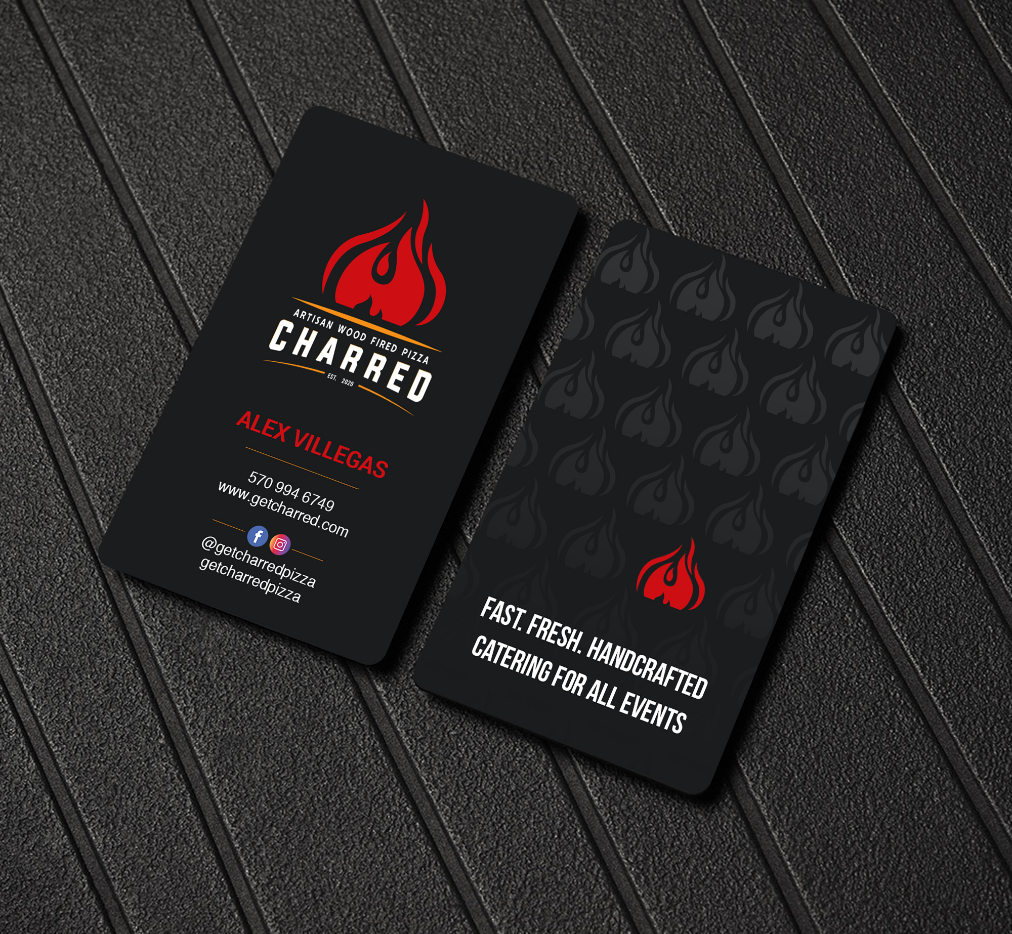 Diseño de Tarjeta de Presentación por Creations Box 2015 para Charred Artisan Wood Fired Pizza | Diseño #25673752