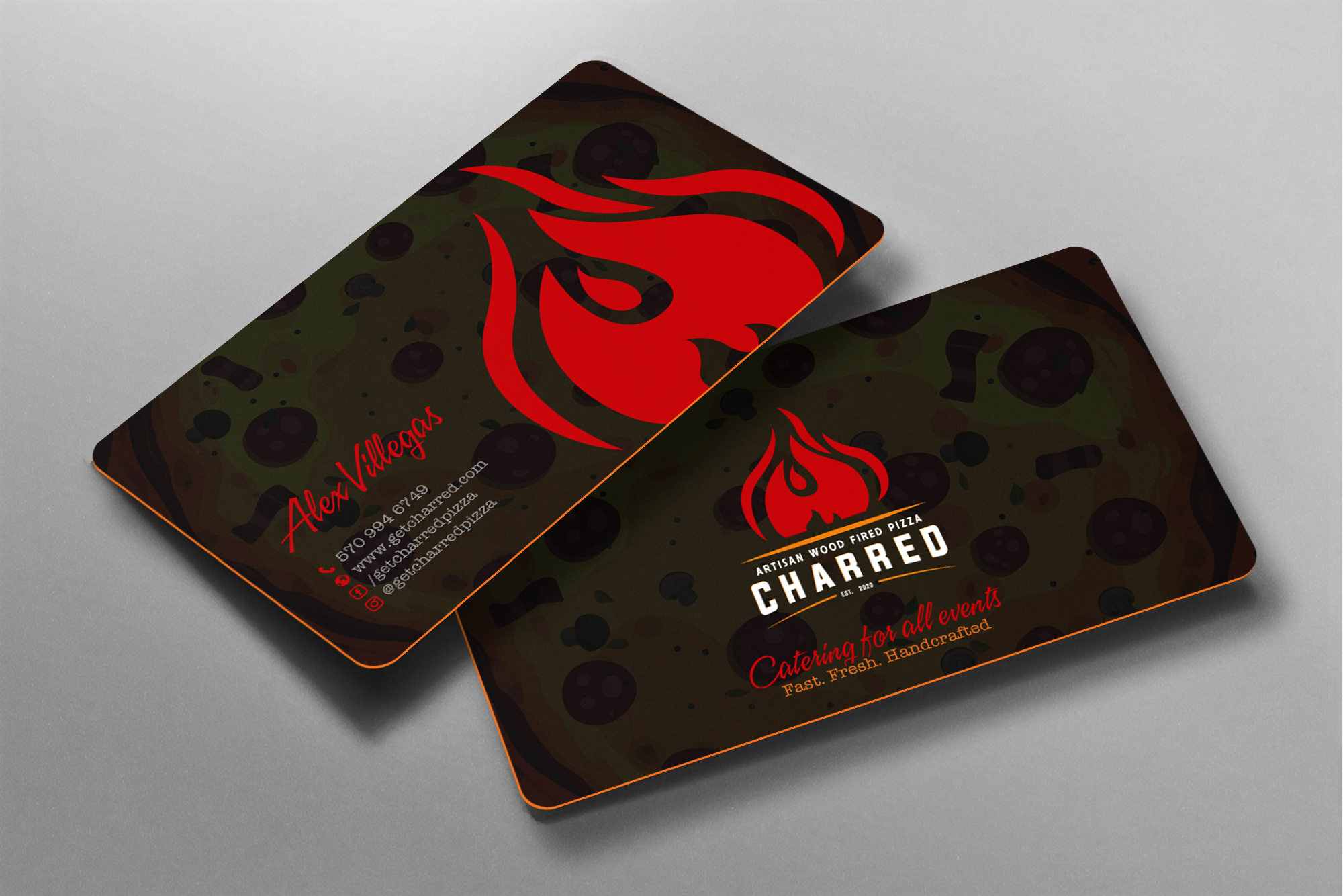 Design de Carte de Visite par chandrayaan.creative pour Charred Artisan Wood Fired Pizza | Design #25659481