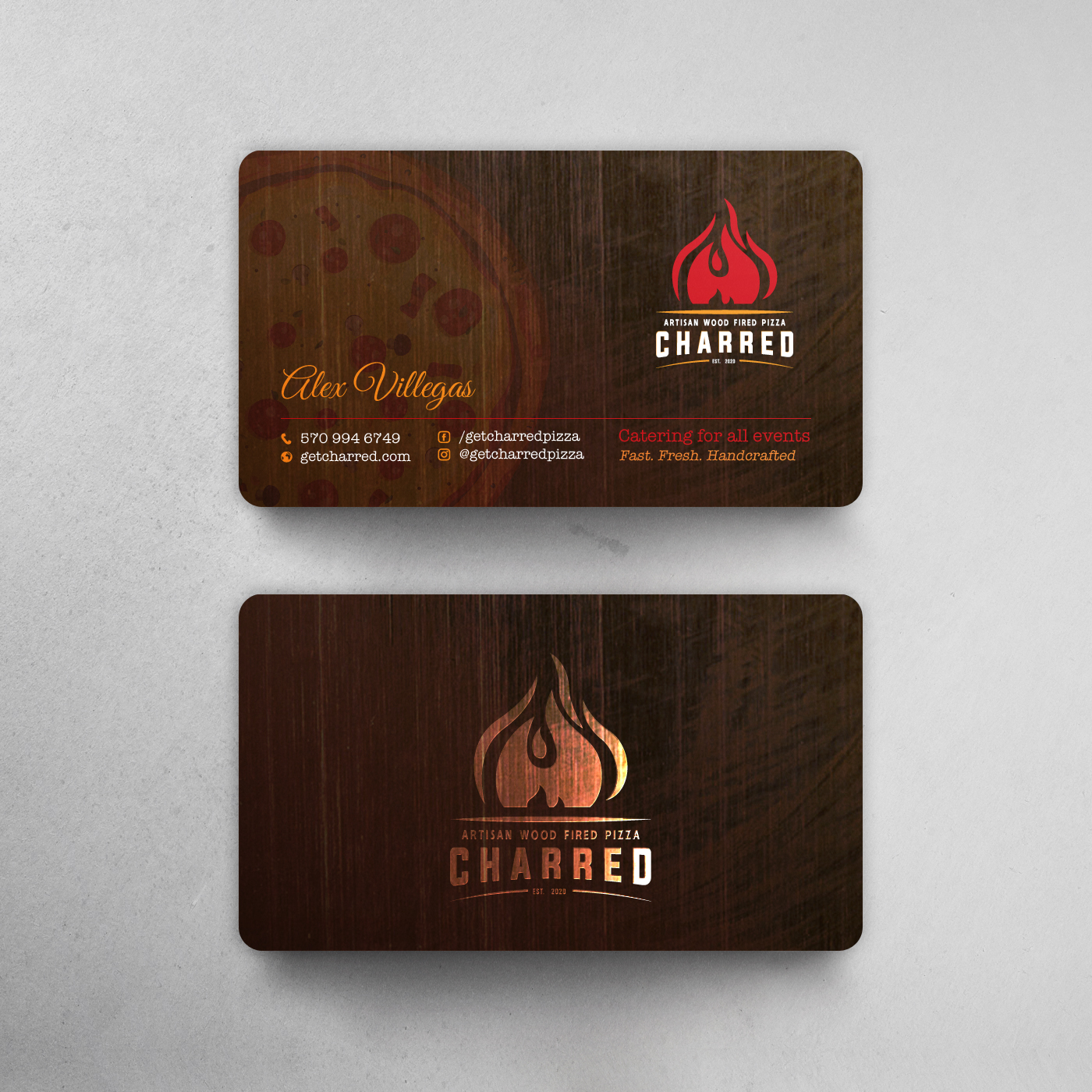 Business Card Design by chandrayaan.creative for Charred Artisan Wood Fired Pizza | Design #25660540