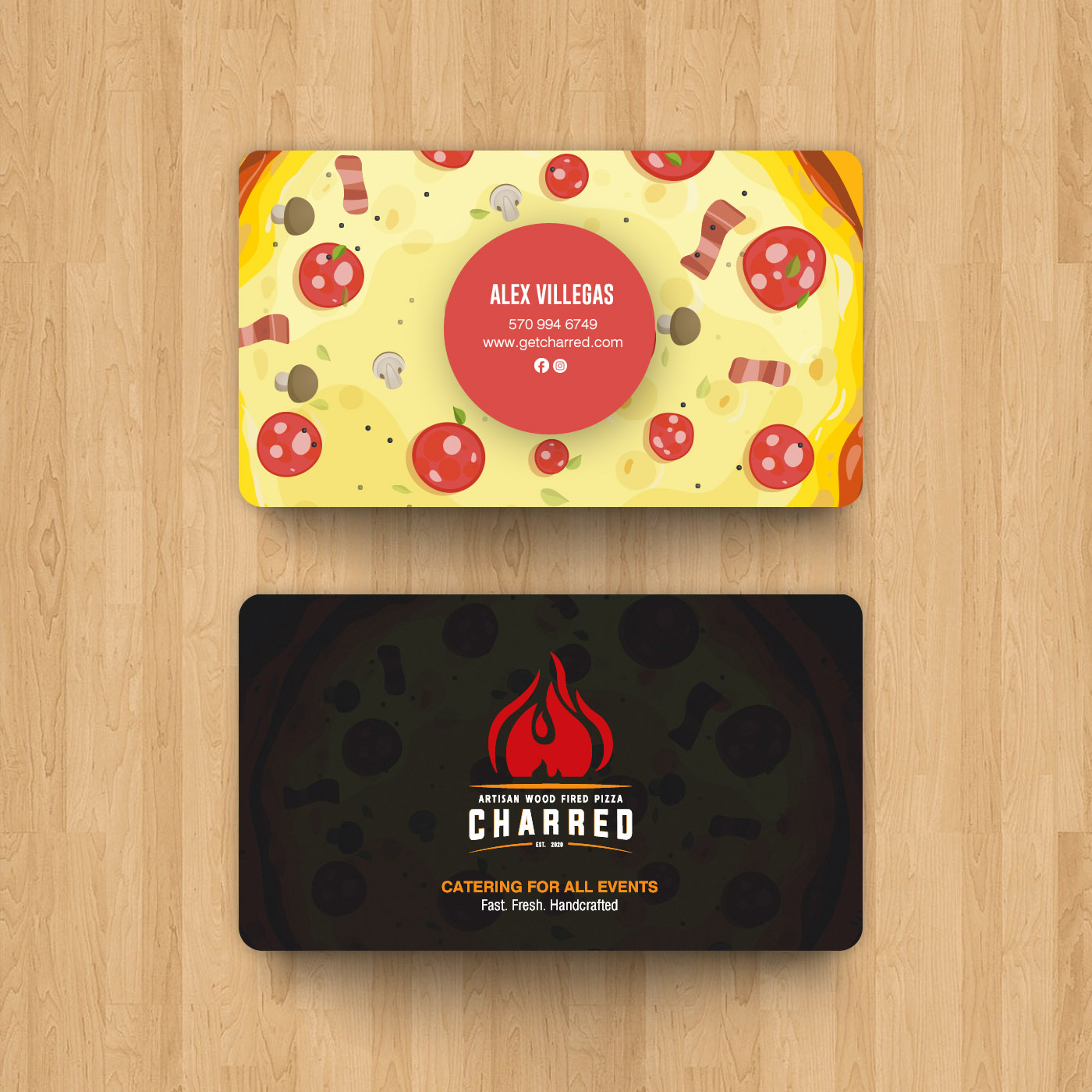Business Card Design by chandrayaan.creative for Charred Artisan Wood Fired Pizza | Design #25660552