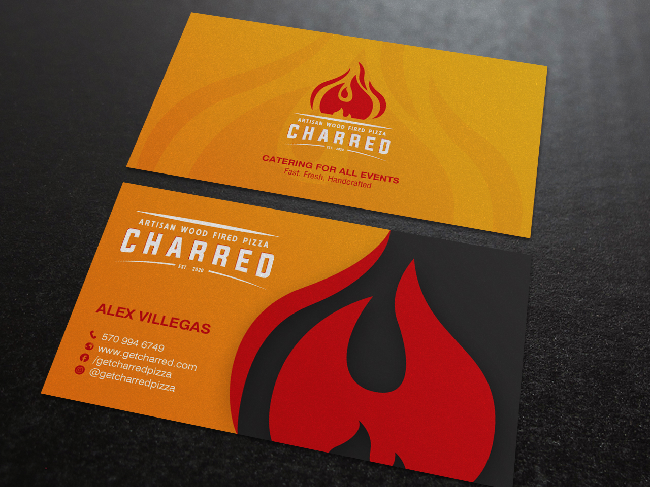 Business Card Design by chandrayaan.creative for Charred Artisan Wood Fired Pizza | Design #25668603
