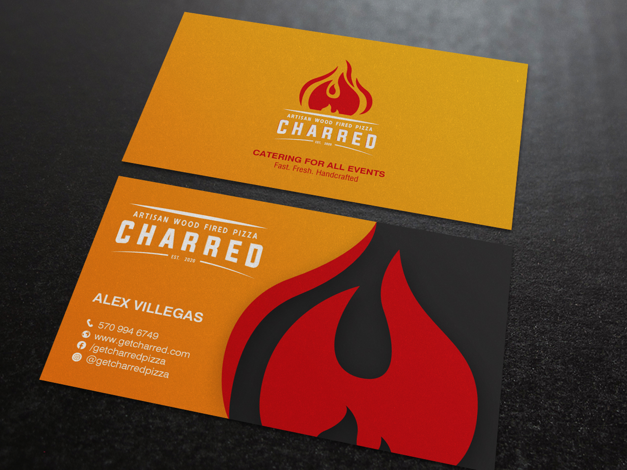 Business Card Design by chandrayaan.creative for Charred Artisan Wood Fired Pizza | Design #25668604