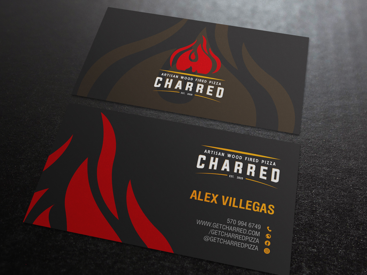 Business Card Design by chandrayaan.creative for Charred Artisan Wood Fired Pizza | Design #25668605