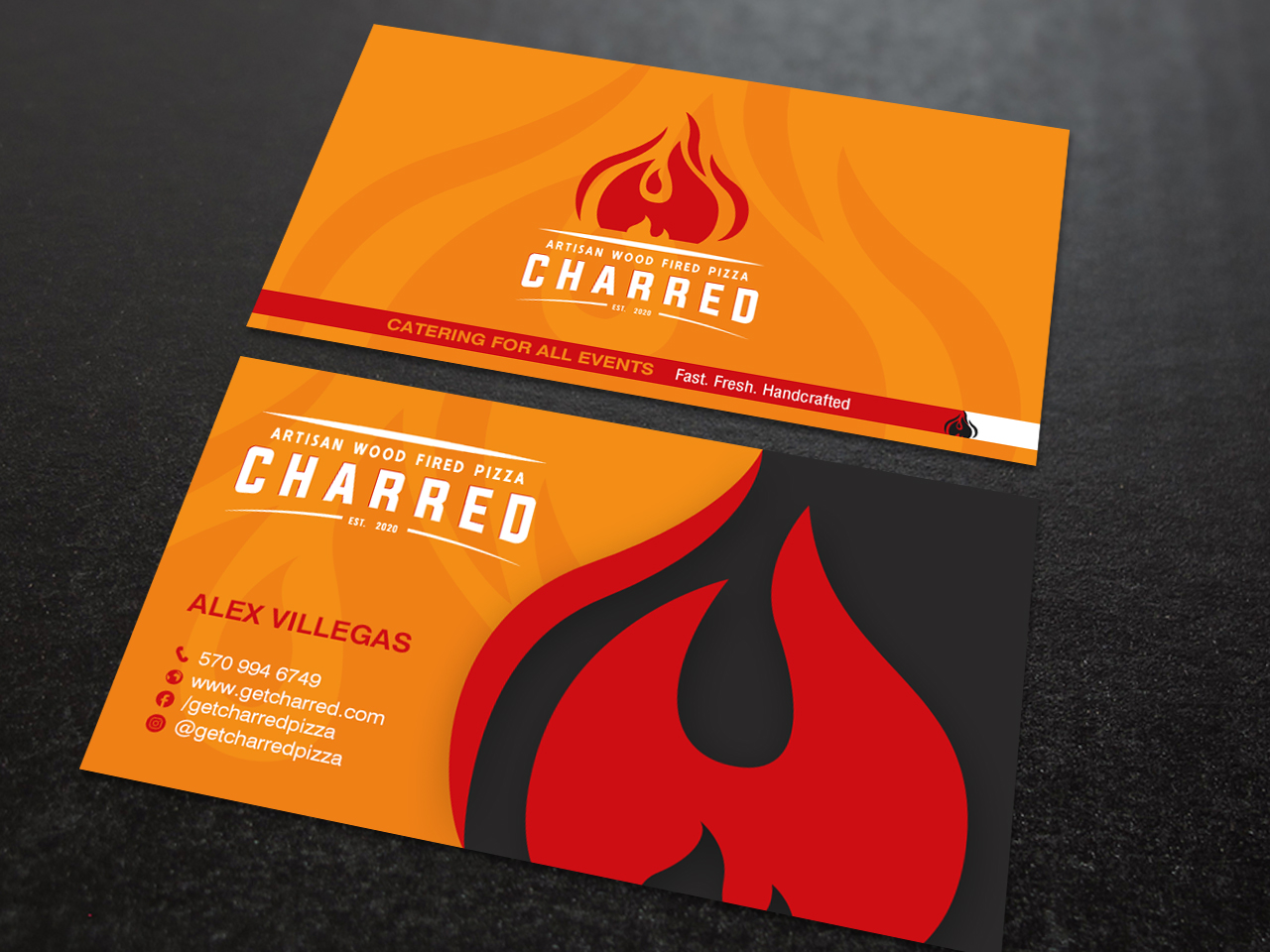 Business Card Design by chandrayaan.creative for Charred Artisan Wood Fired Pizza | Design #25678901