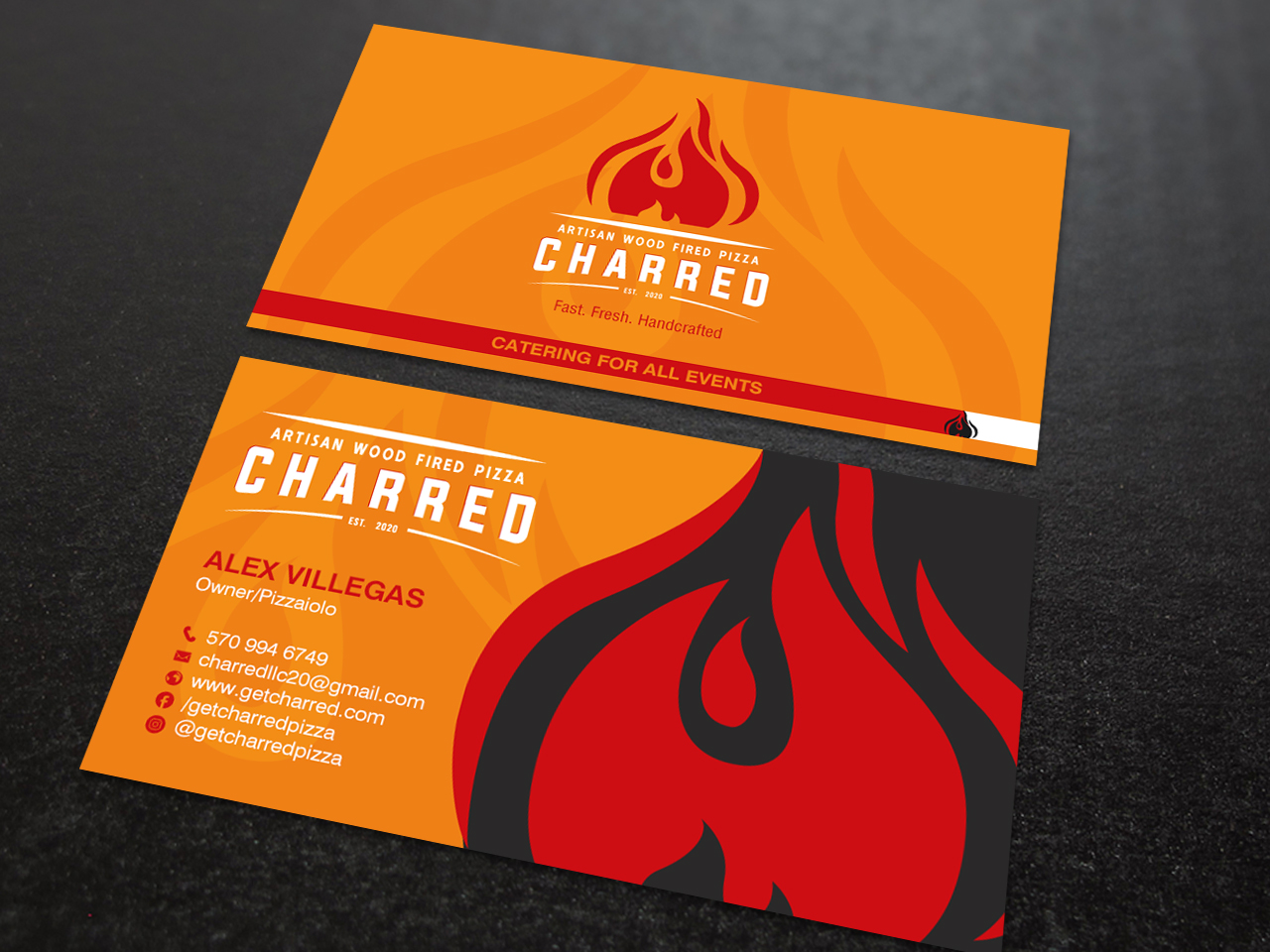Business Card Design by chandrayaan.creative for Charred Artisan Wood Fired Pizza | Design #25684486