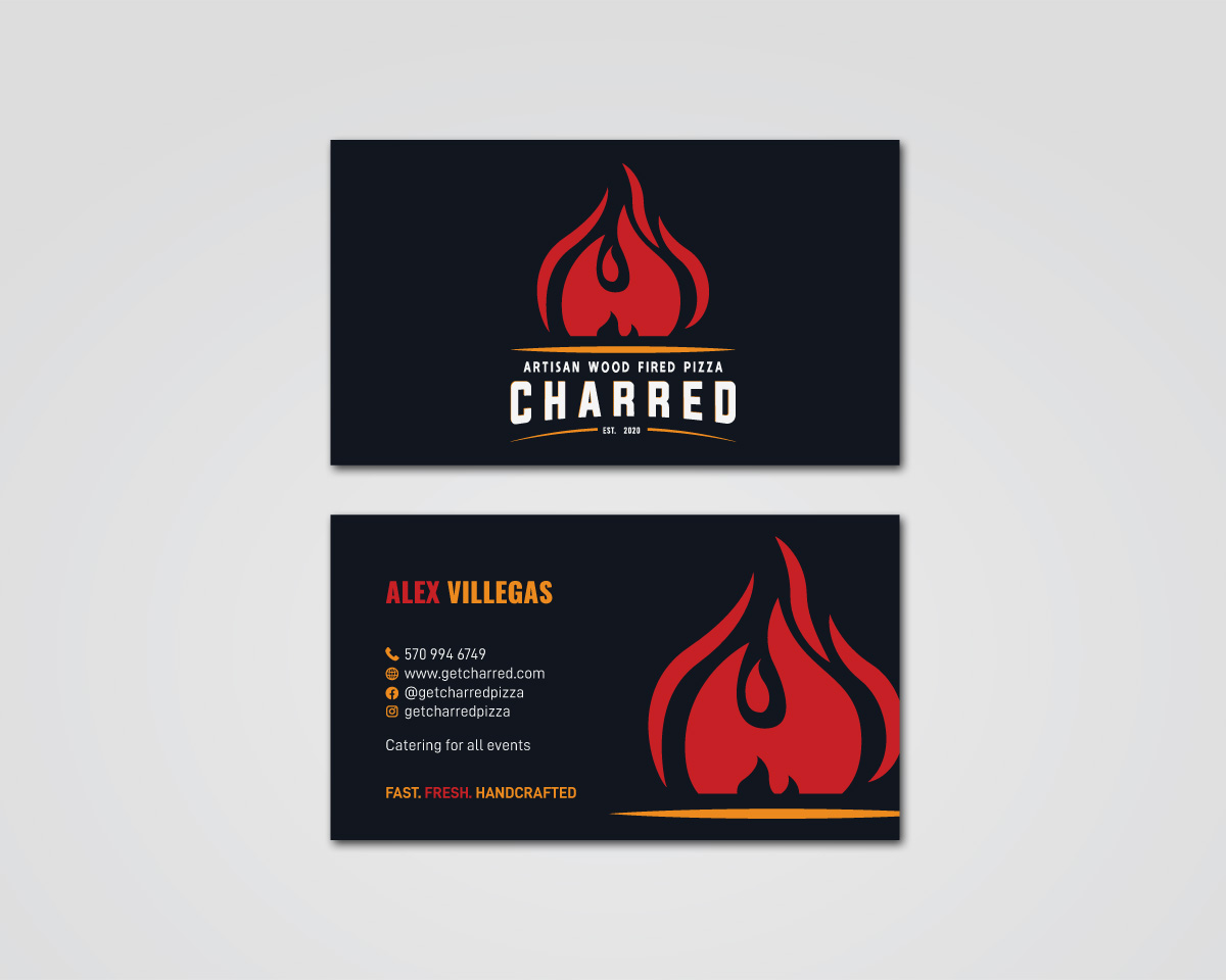 Diseño de Tarjeta de Presentación por MDesign para Charred Artisan Wood Fired Pizza | Diseño #25666950