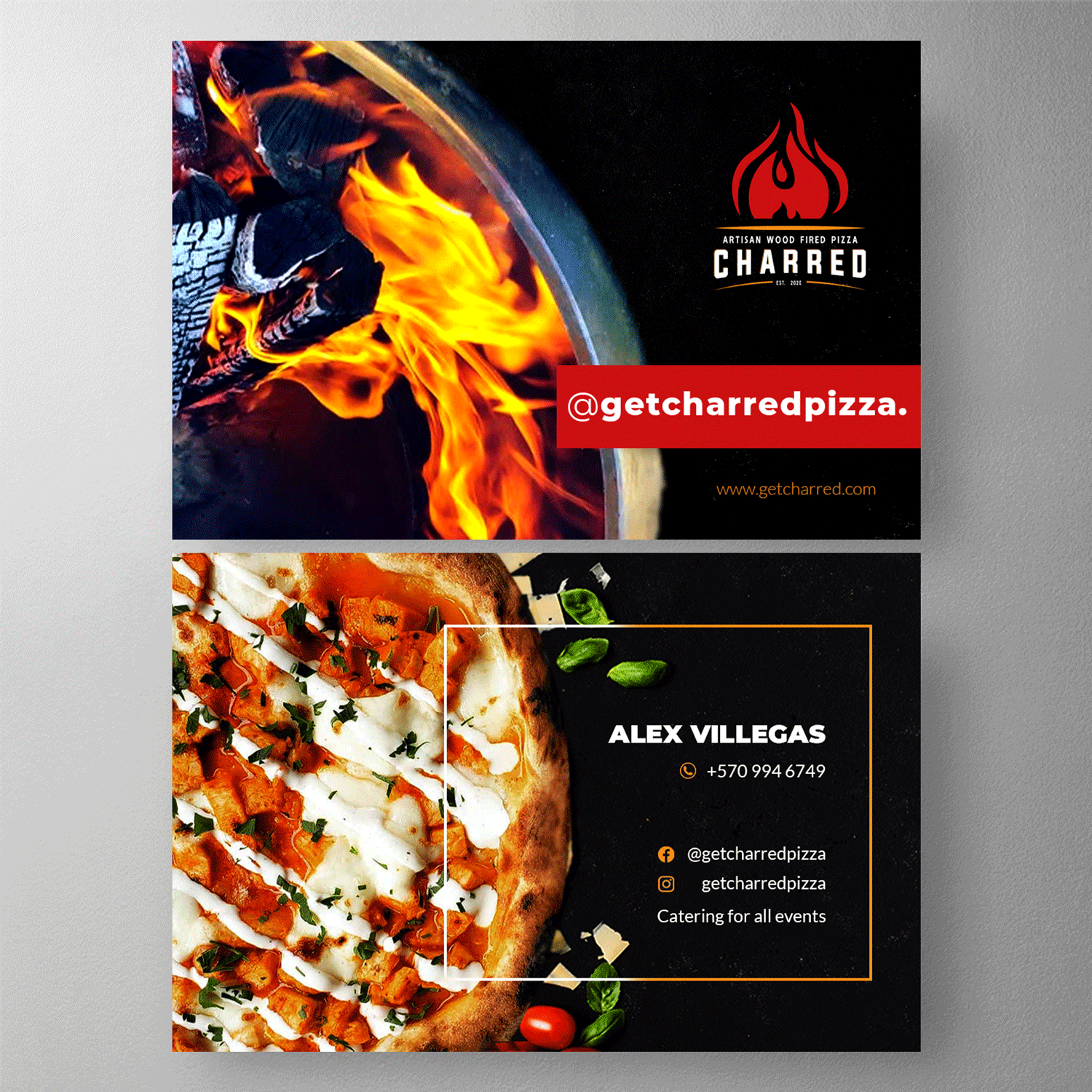 Design de Carte de Visite par Protima Khan pour Charred Artisan Wood Fired Pizza | Design #25667446
