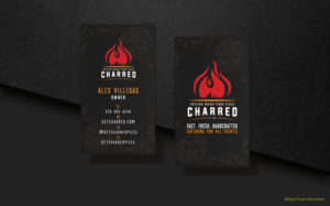Business Card Design by SyncFuse™ Solutions for Charred Artisan Wood Fired Pizza | Design #25664377