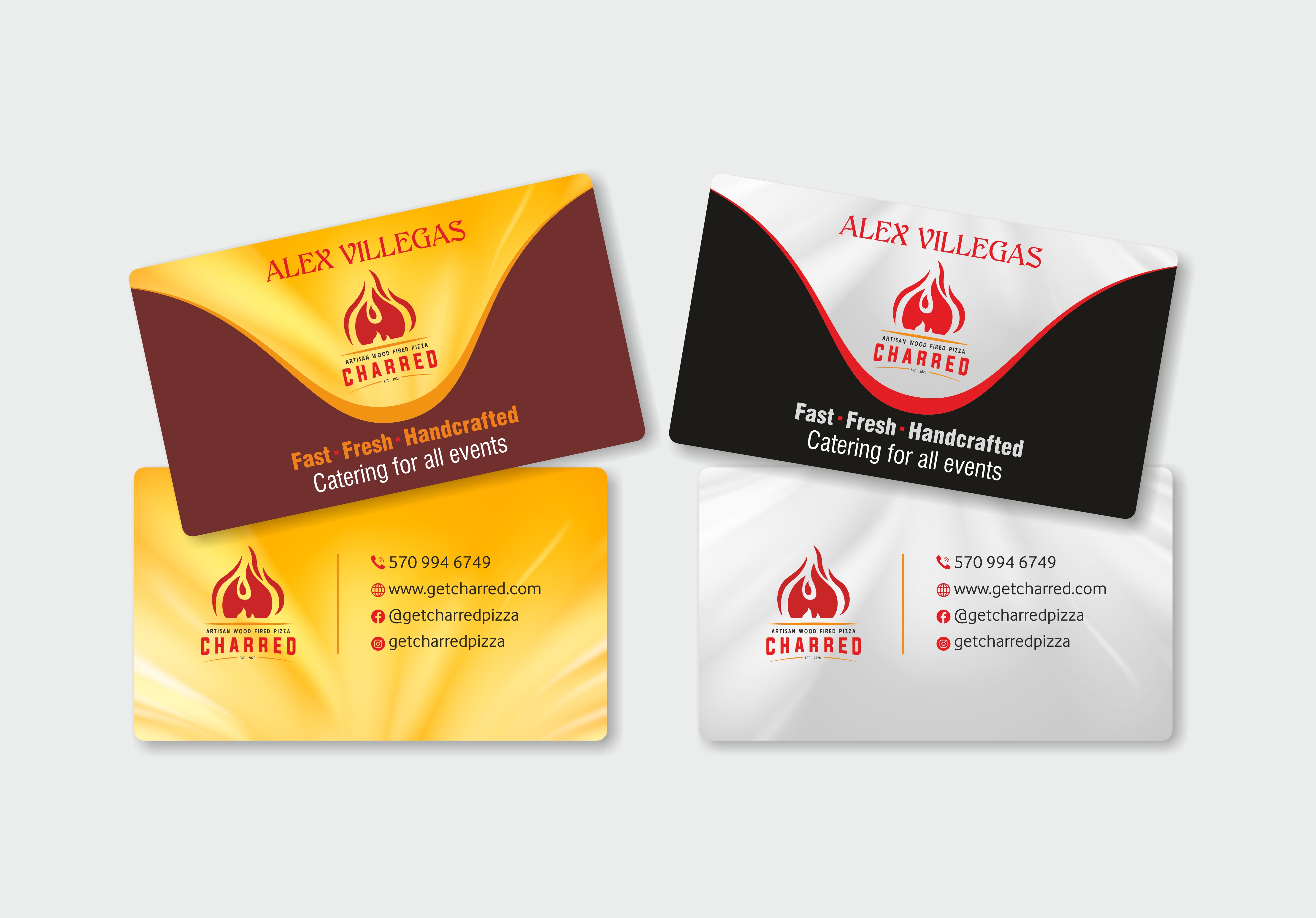 Business Card Design by Nafis 4 for Charred Artisan Wood Fired Pizza | Design #25668937