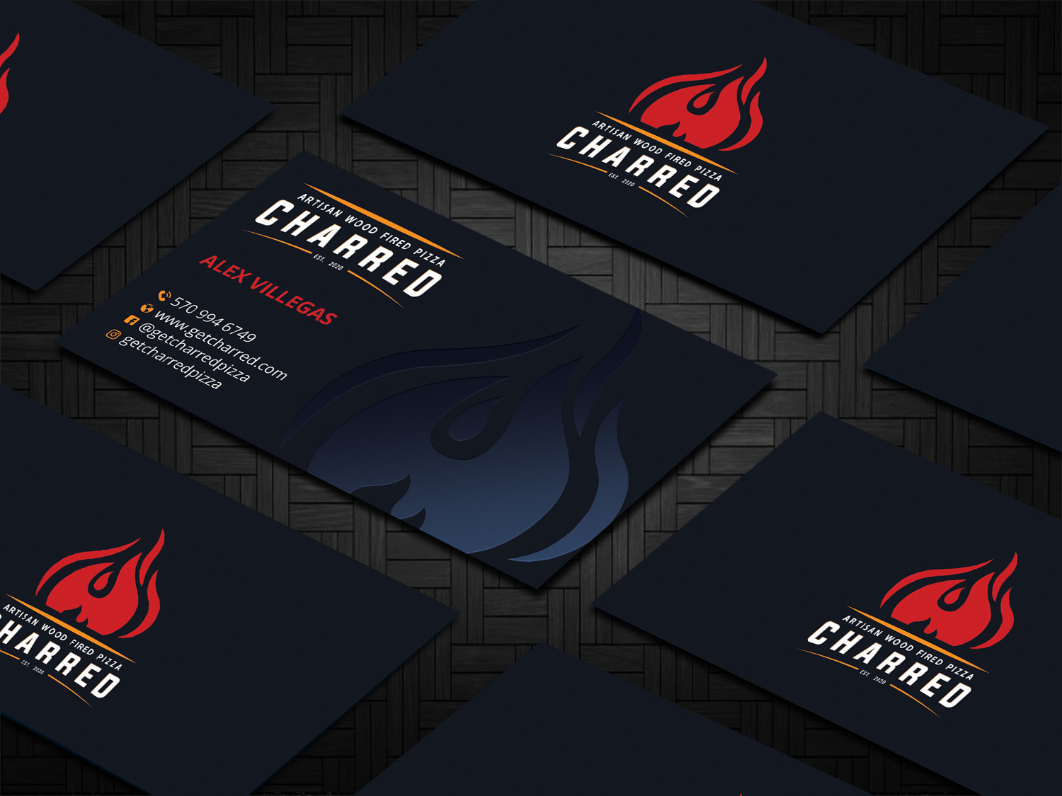 Business Card Design by DesignShout for Charred Artisan Wood Fired Pizza | Design #25668785