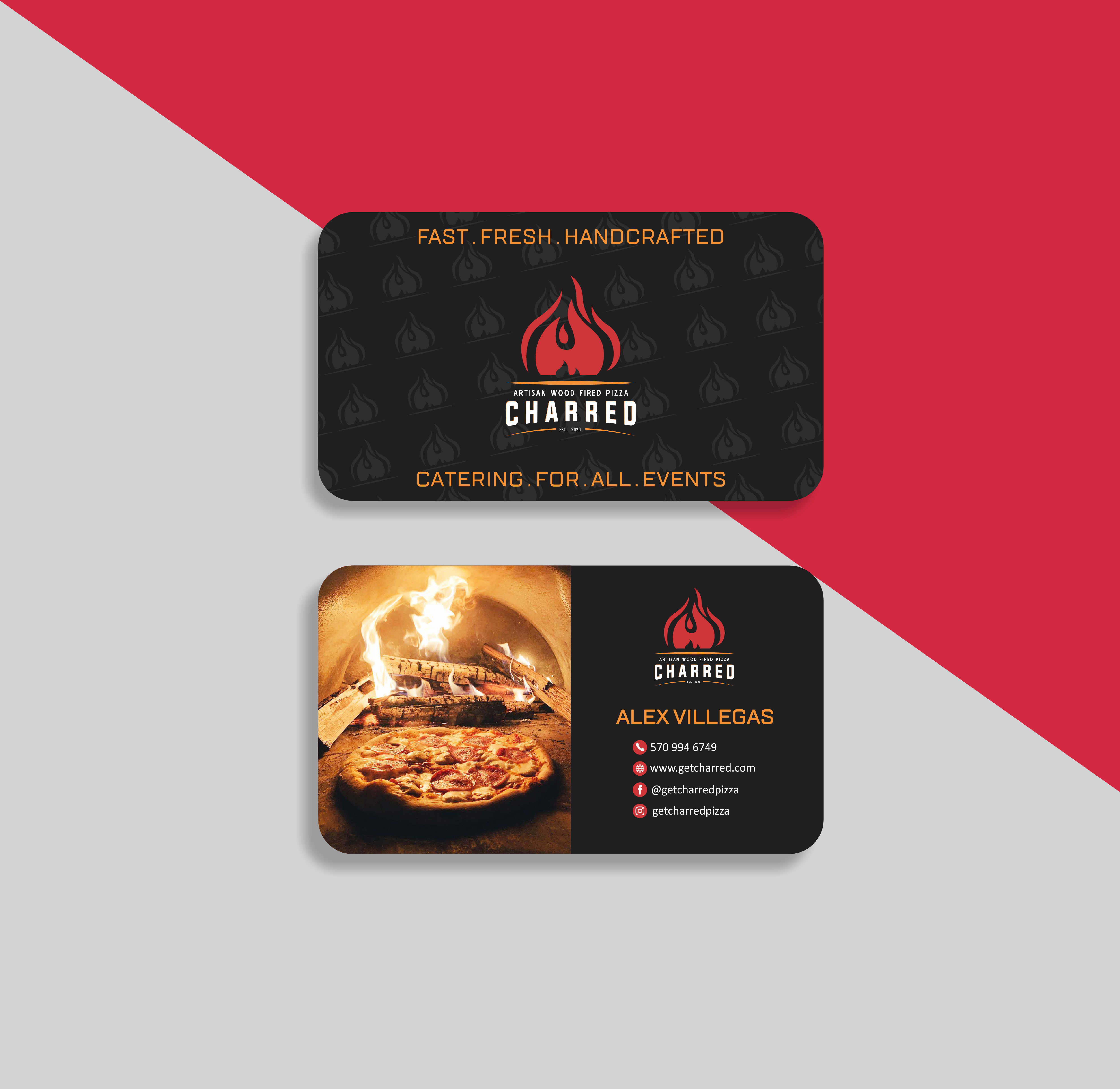 Business Card Design by amiysr for Charred Artisan Wood Fired Pizza | Design #25678168