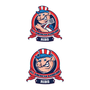 All American Barbeque with a space reserved for the specific version.  Example, Chicken, Ribs, Beef | Logo Design by ART DEPOT
