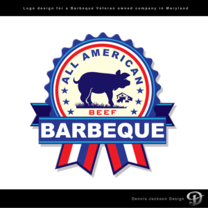 All American Barbeque with a space reserved for the specific version.  Example, Chicken, Ribs, Beef | Logo Design by Dennis Jackson Design