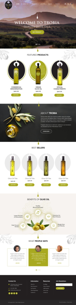 Trobia Kwaliteit Olijfolien webshop | Diseño Web por Blue Sparrow