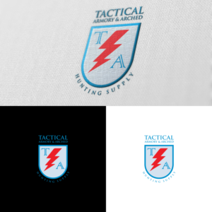 TACTICAL ARMORY & (ARCHED ACROSS THE TOP), HUNTING SUPPLY ACROSS THE BOTTOM | Logo Design by ZiangArt_Studio