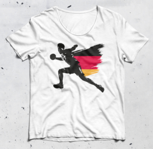 Handball T-Shirt in den Farben schwarz, rot, Gold Fanshirt für den Deutschen Handball | Diseño de Camiseta por Alaya