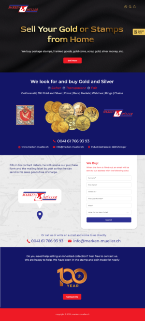 Landingpage für den Gold- und Briefmarkenankauf | Diseño de Página de Aterrizaje por lnb...