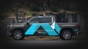 2020 GMC Sierra 1500 Elevation Black Roofing contractor company | Car Wrap Design by Fine Graphics House