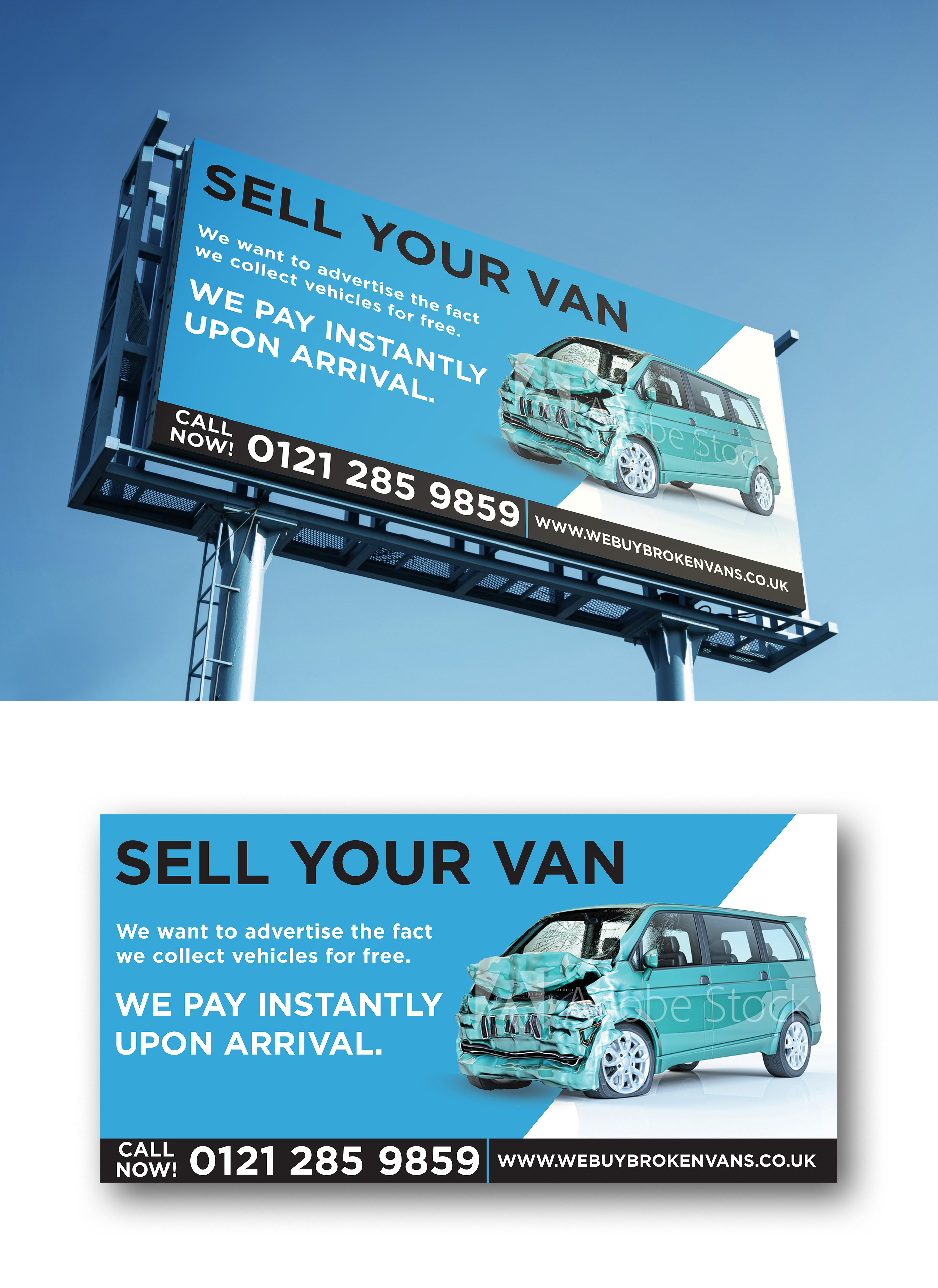 Diseño de Cartelera por Shamim_Design para Webuybrokenvans | Diseño #25744515