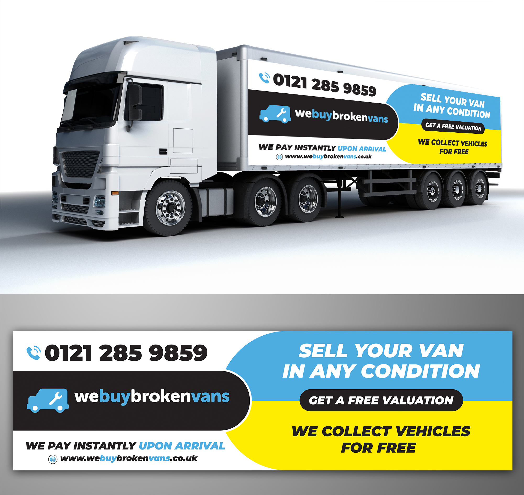 Werbetafel-Design von ecorokerz für Webuybrokenvans | Design #25753081