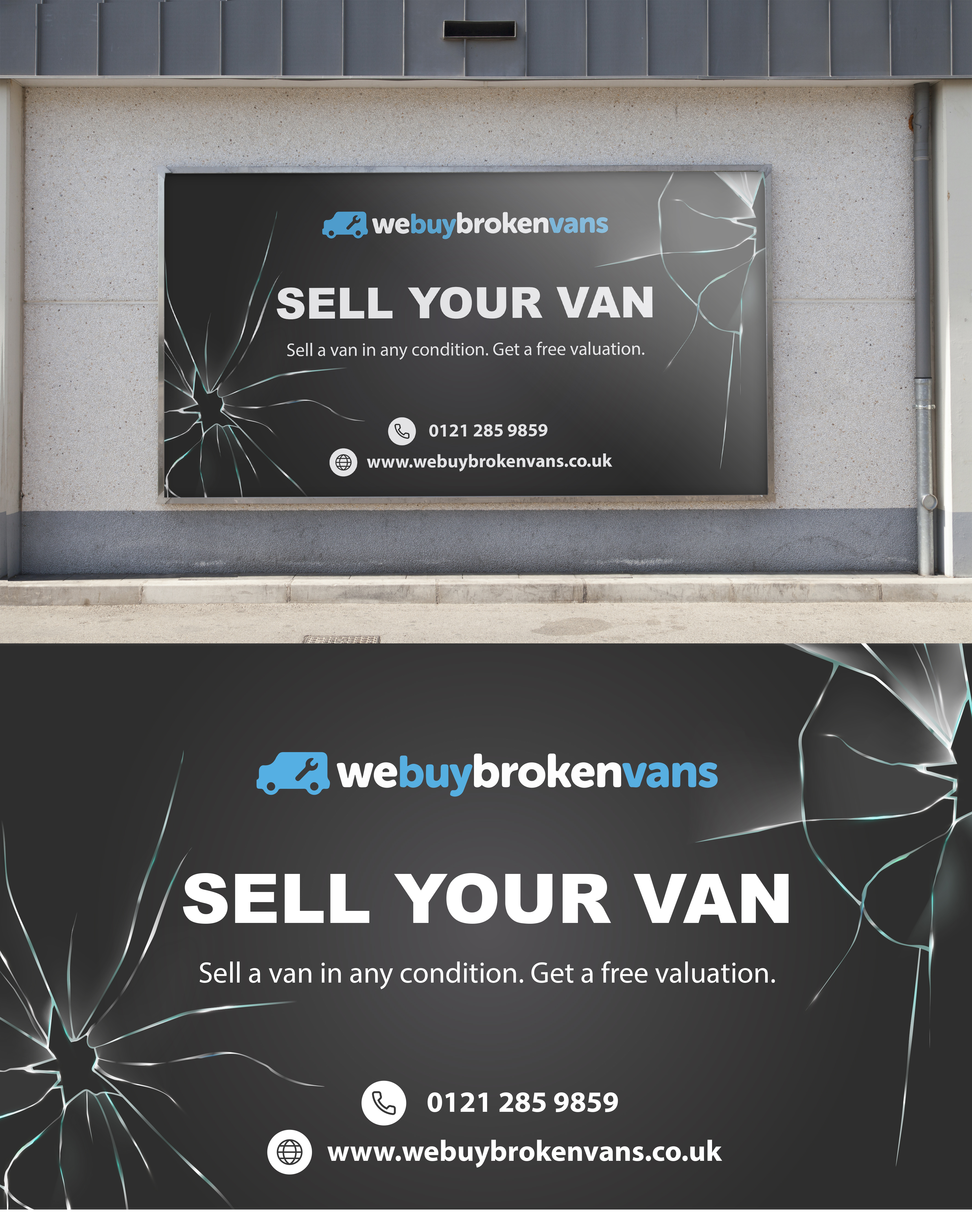 Diseño de Cartelera por Elizaveta M para Webuybrokenvans | Diseño #25745073
