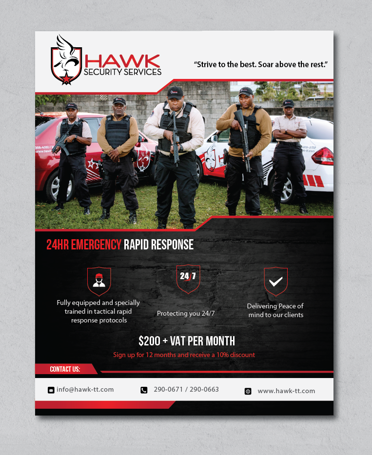 Flyer Design by alex989 for Hawk Security Services Ltd.  | Design #25760617