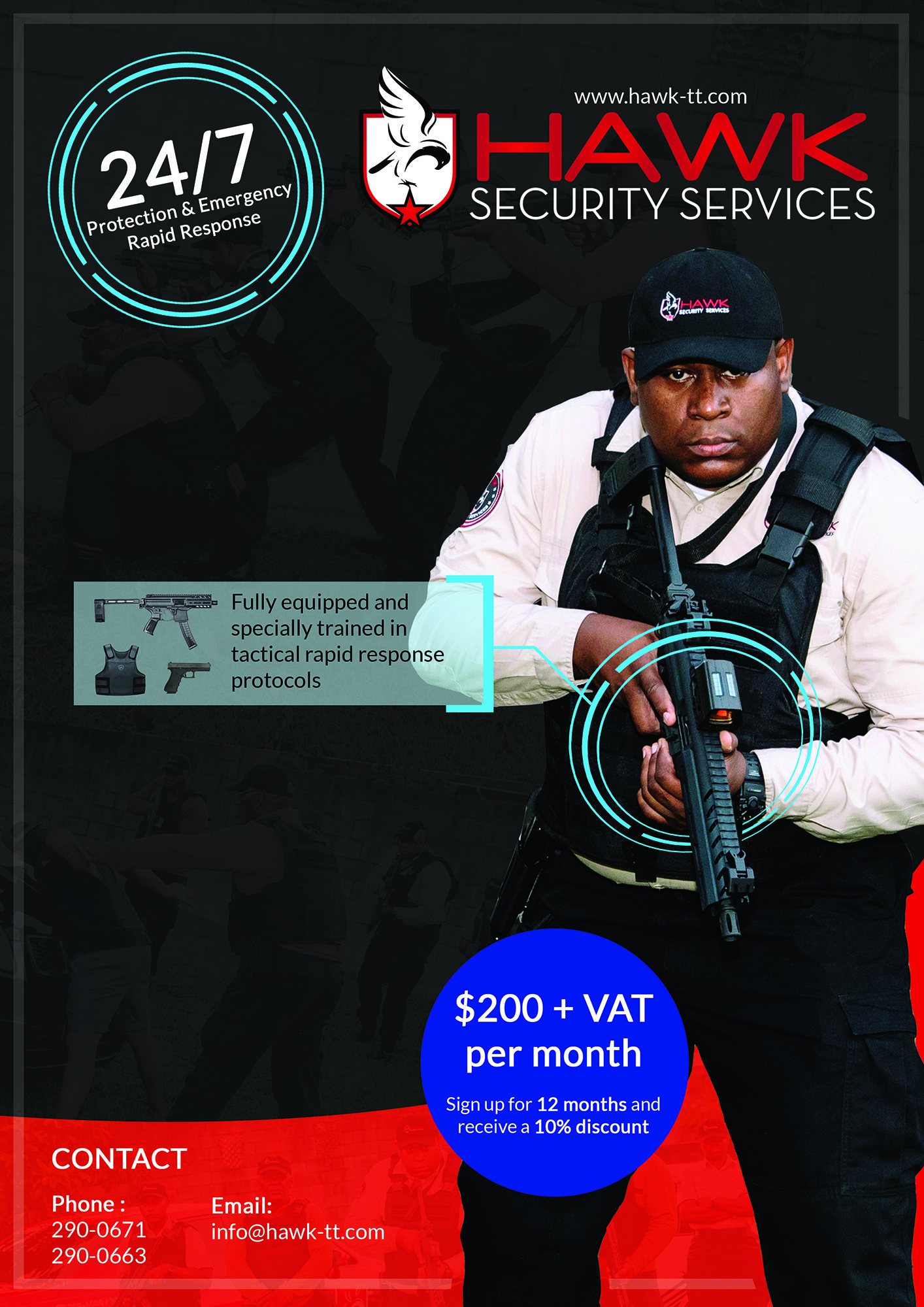 Diseño de Flyer por Ardianet para Hawk Security Services Ltd.  | Diseño #25762495
