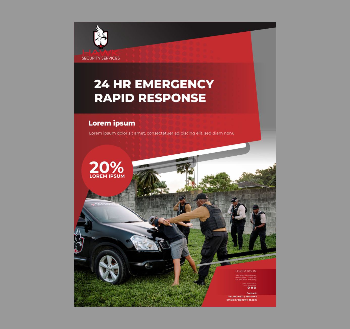 Diseño de Flyer por padamurah para Hawk Security Services Ltd.  | Diseño #25759678