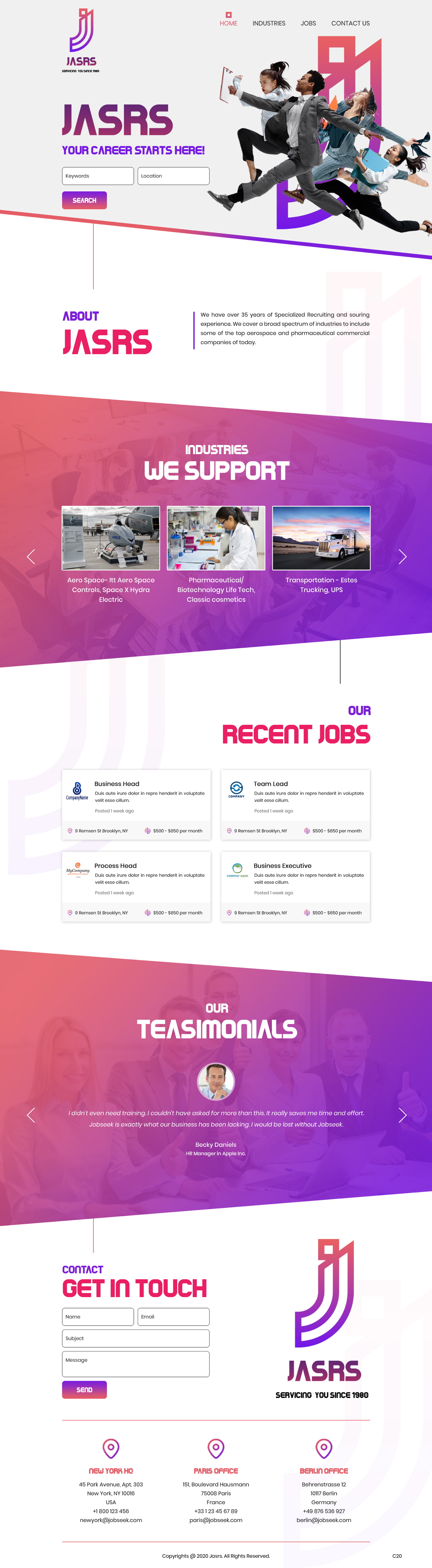 Web Design by pb for Jobs and selective recruitng services | Design #25777043