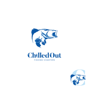 Chilled Out Fishing Charters - but this could be small lettering that lets the graphics speak for themselves | Logo Design by Christopher.Min