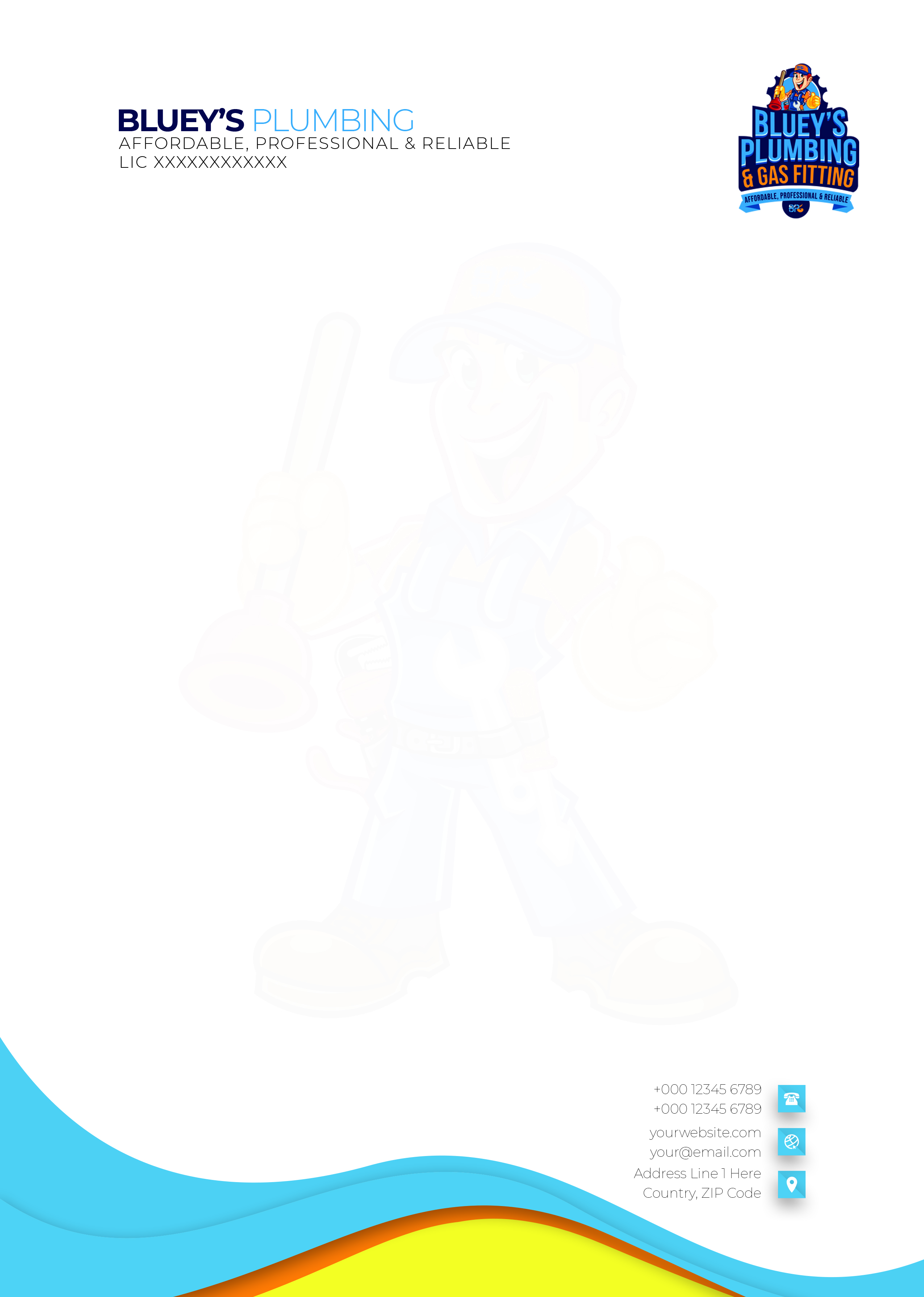 Letterhead Design by ShehanFernando for www.blueysplumbing.com.au | Design #25848445