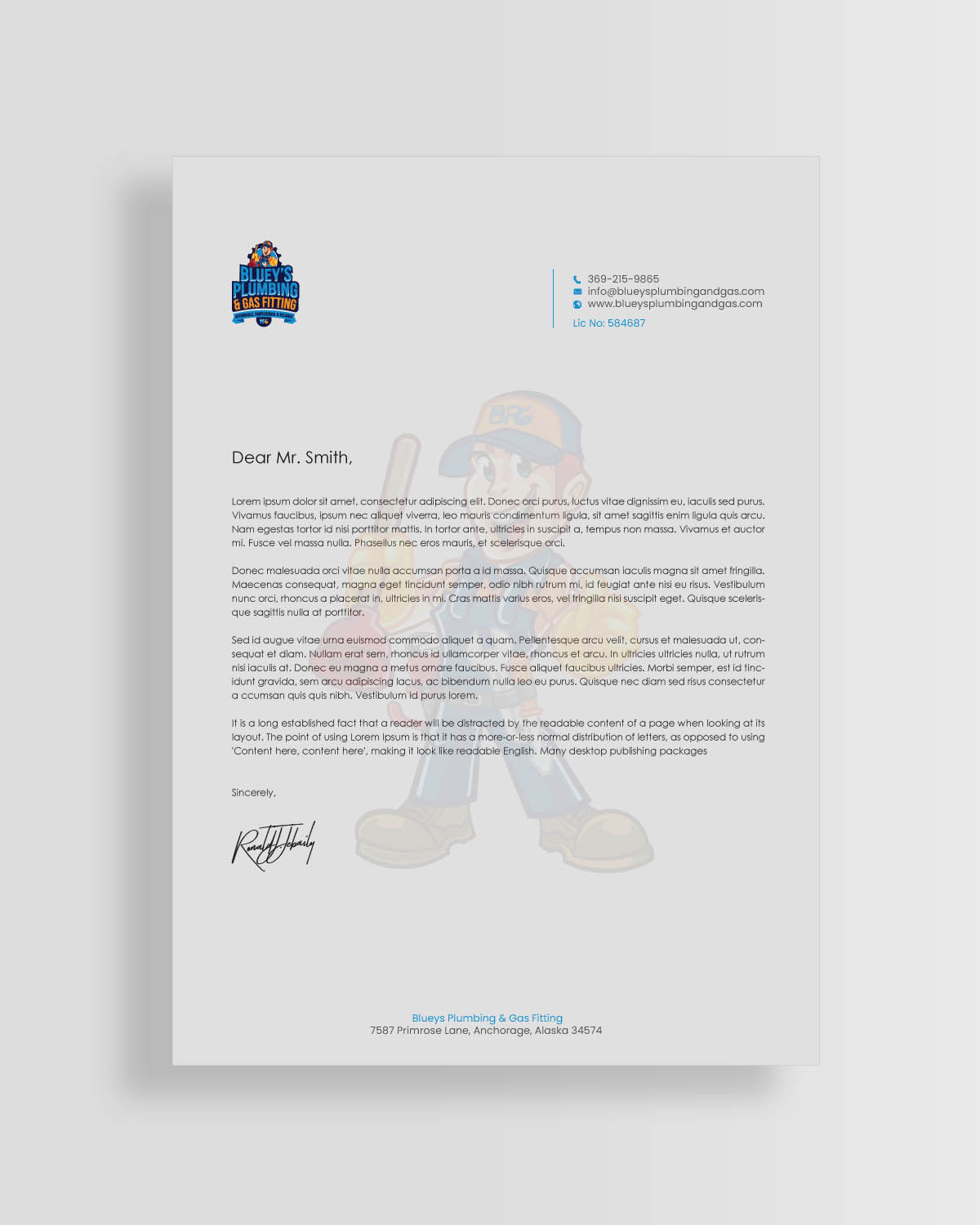 Letterhead Design by chandrayaan.creative for www.blueysplumbing.com.au | Design #25857923
