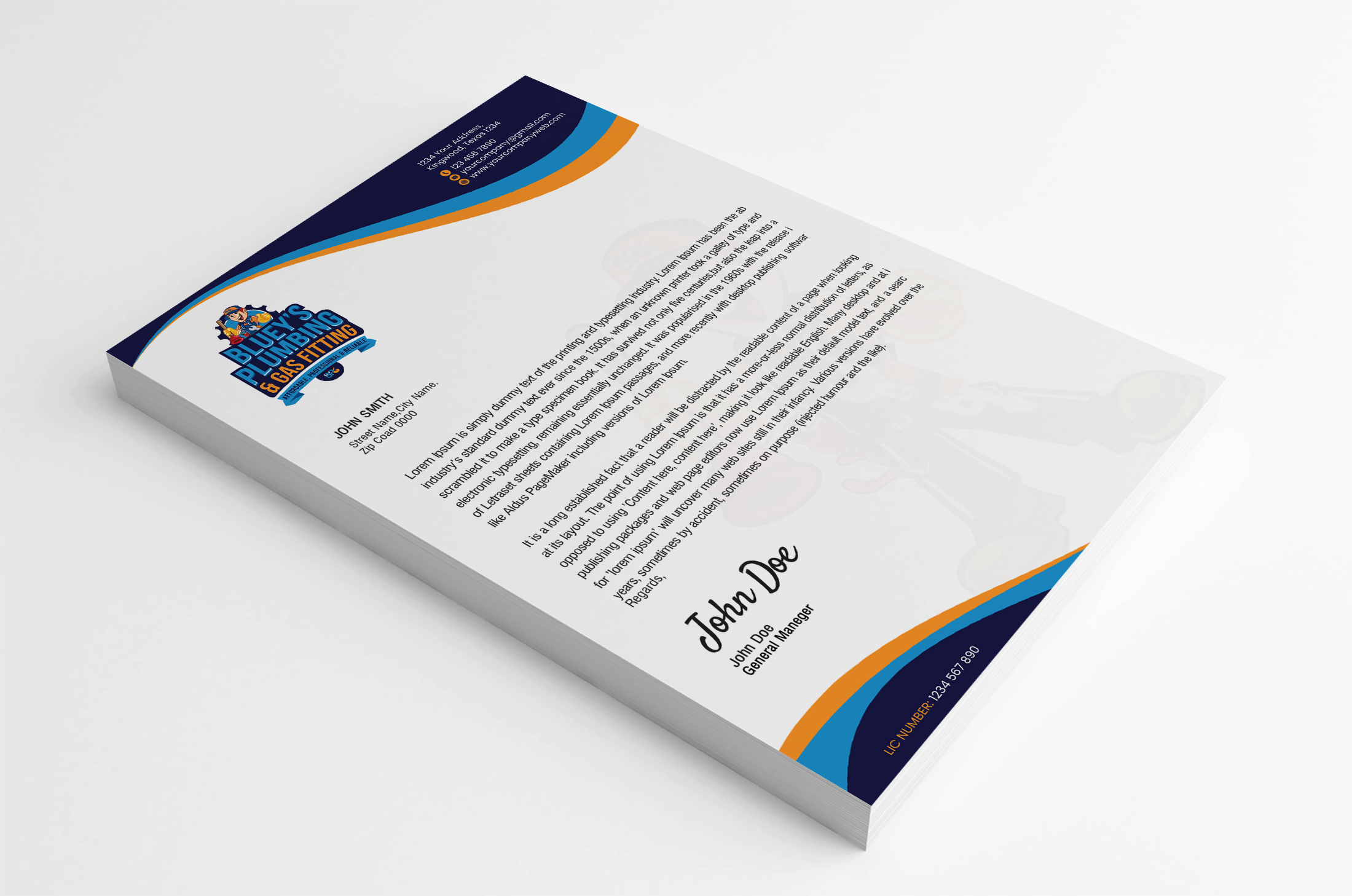 Letterhead Design by SL Designer for www.blueysplumbing.com.au | Design #25850755
