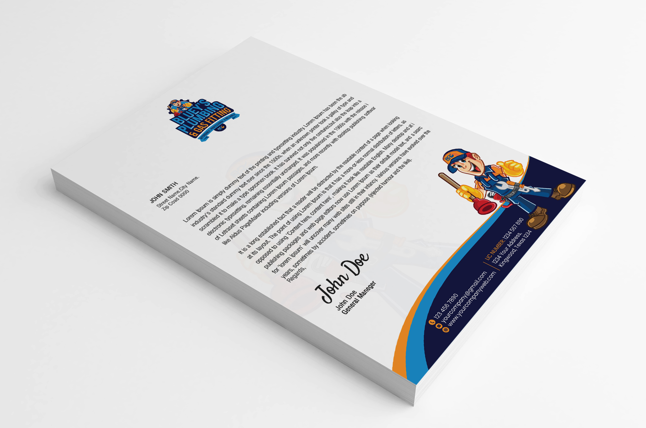 Letterhead Design by SL Designer for www.blueysplumbing.com.au | Design #25852610