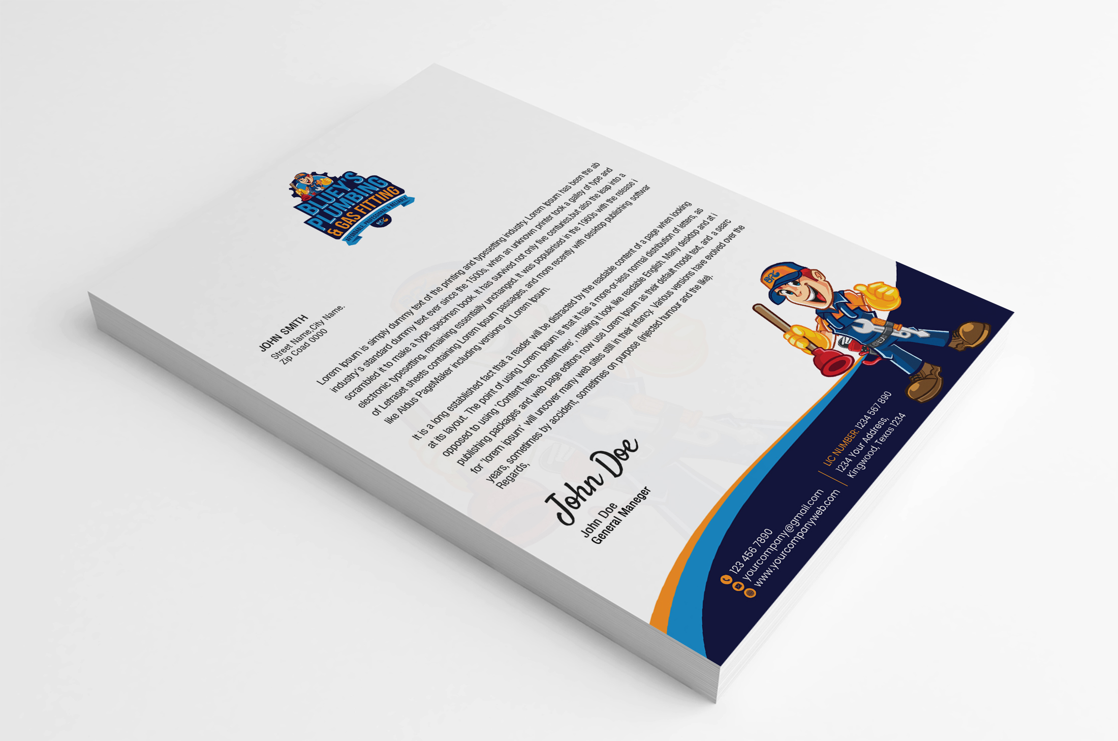 Letterhead Design by SL Designer for www.blueysplumbing.com.au | Design #25852612