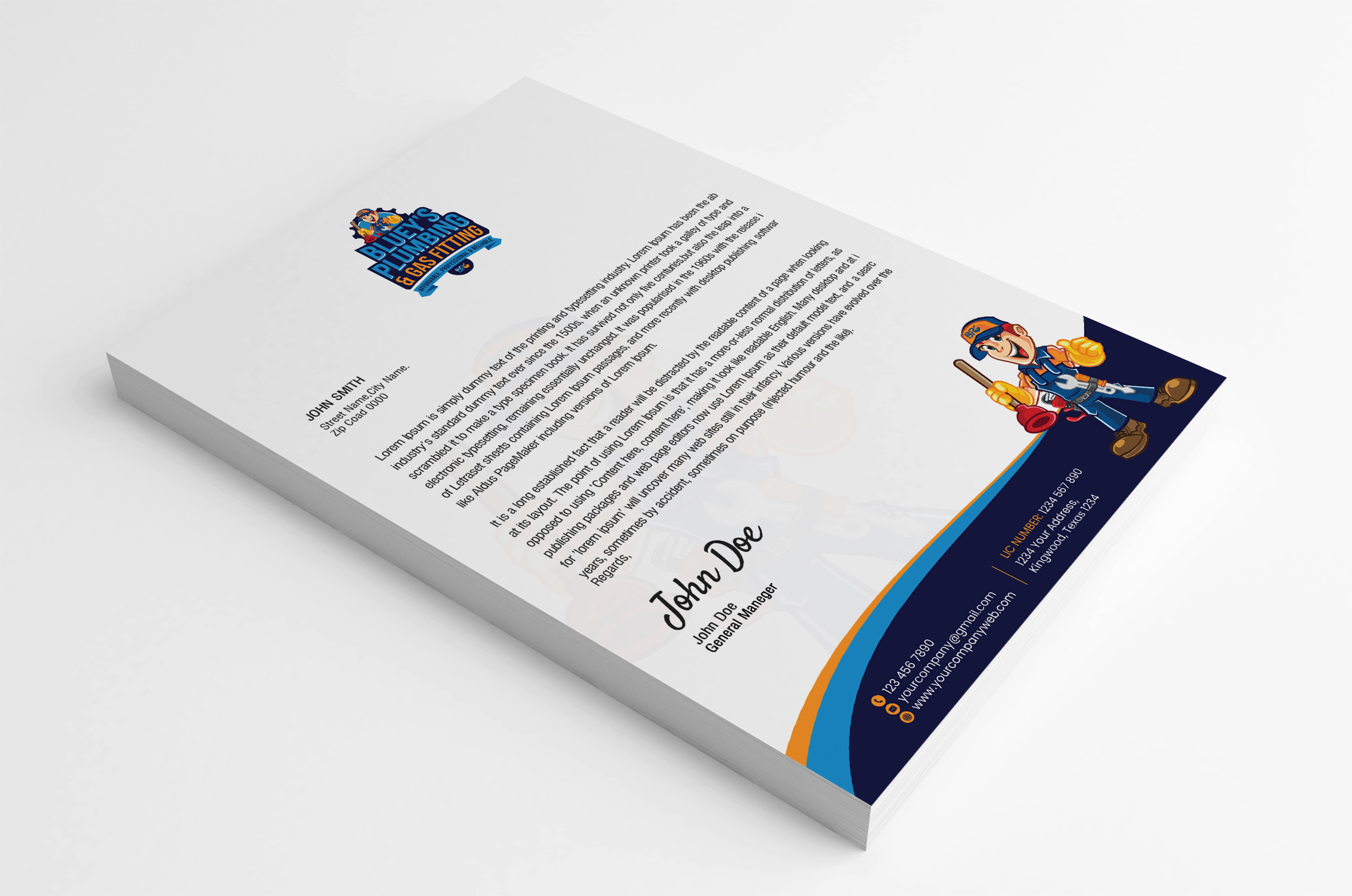 Letterhead Design by SL Designer for www.blueysplumbing.com.au | Design #25852890