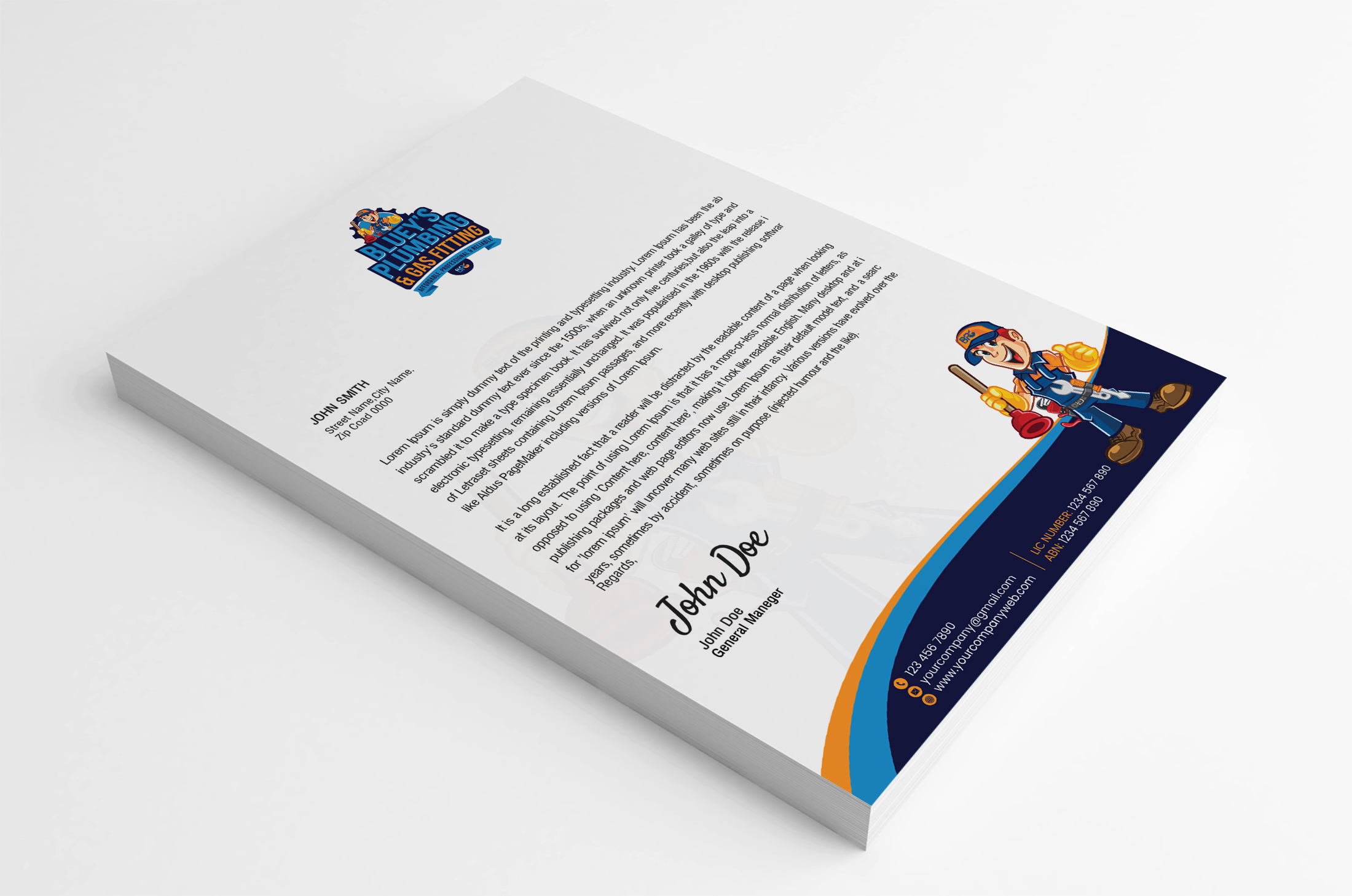Letterhead Design by SL Designer for www.blueysplumbing.com.au | Design #25857447