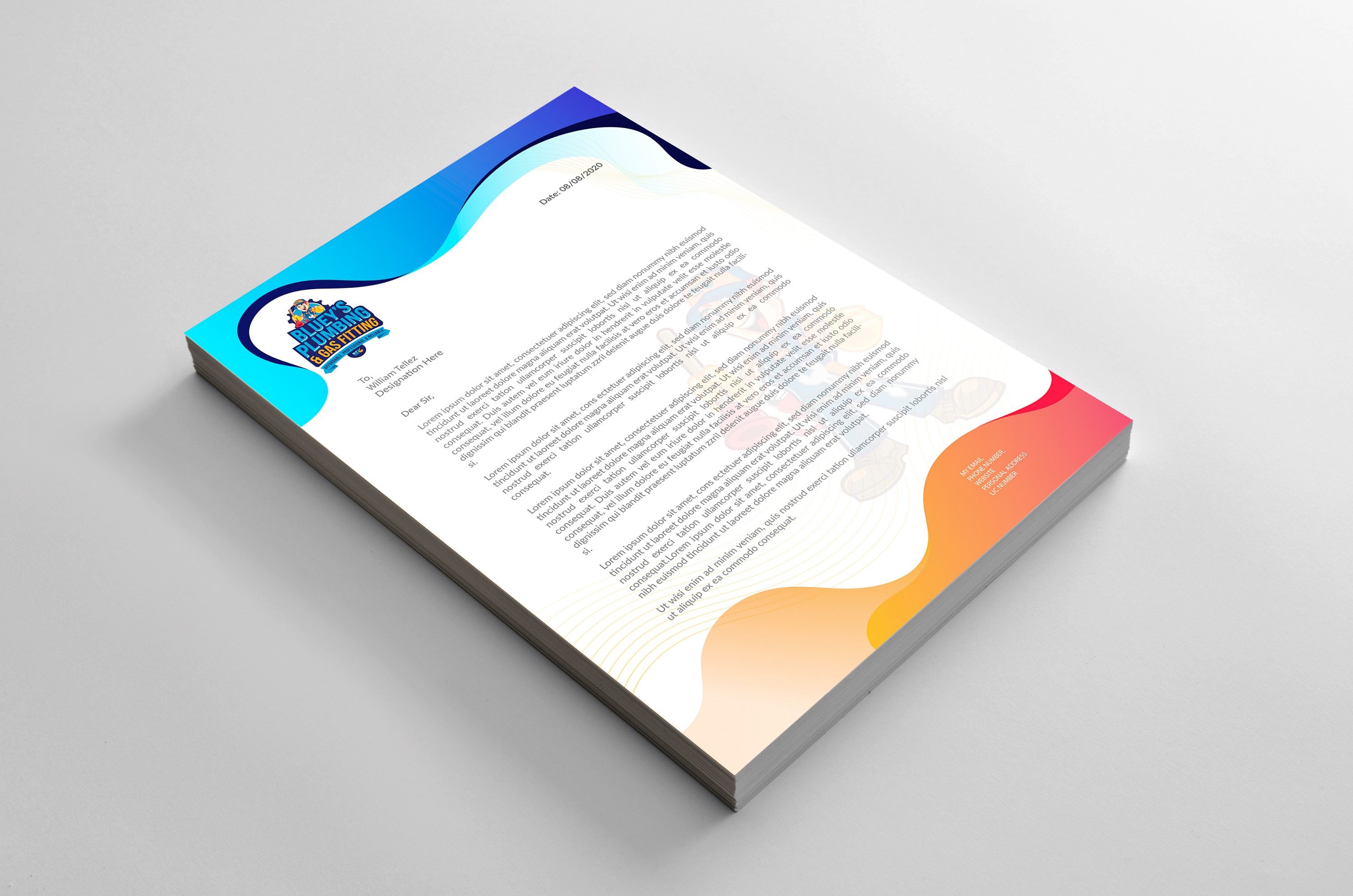 Letterhead Design by banedsgn for www.blueysplumbing.com.au | Design #25848457