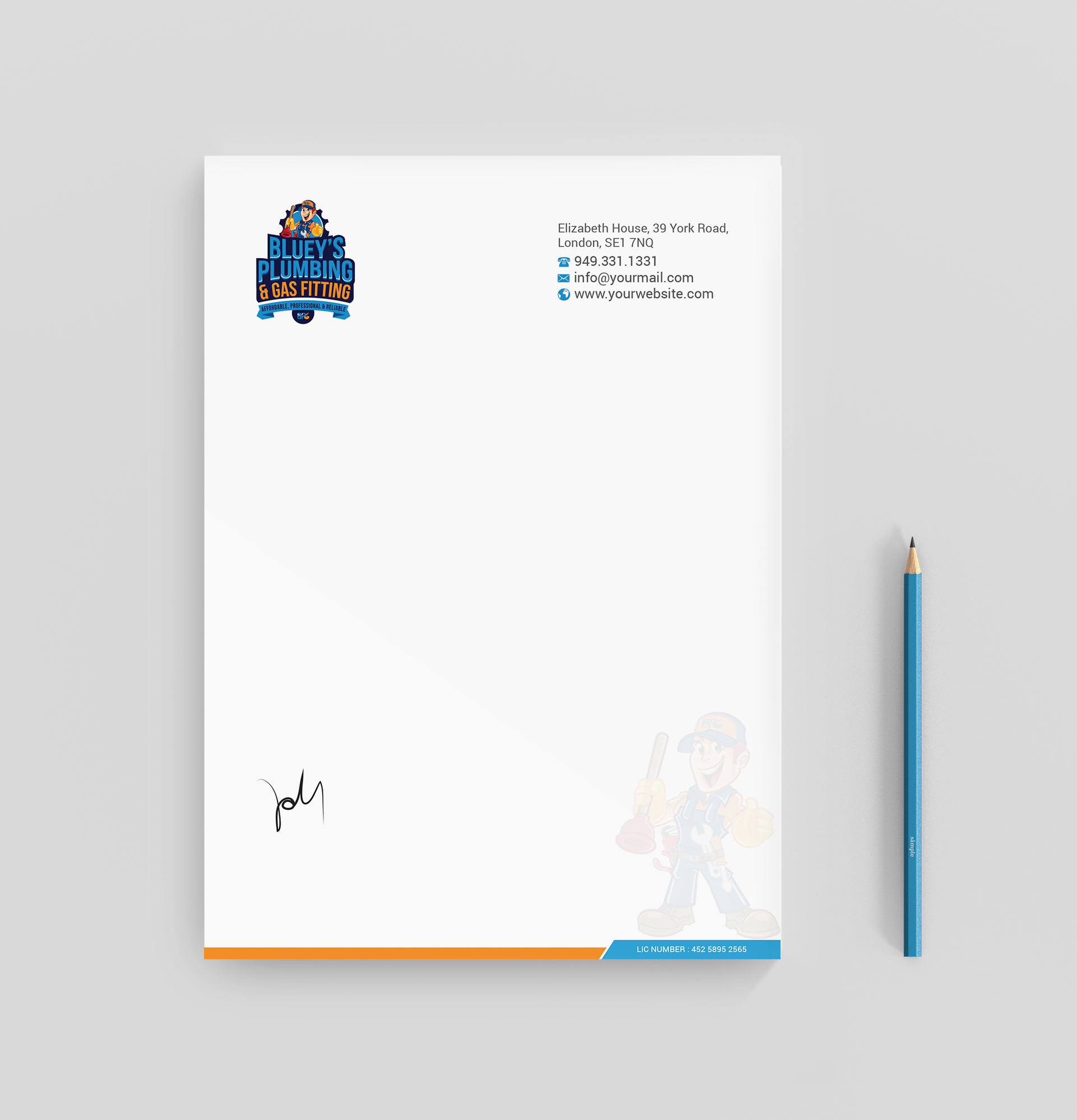 Diseño de Membrete por R.design para www.blueysplumbing.com.au | Diseño #25849804