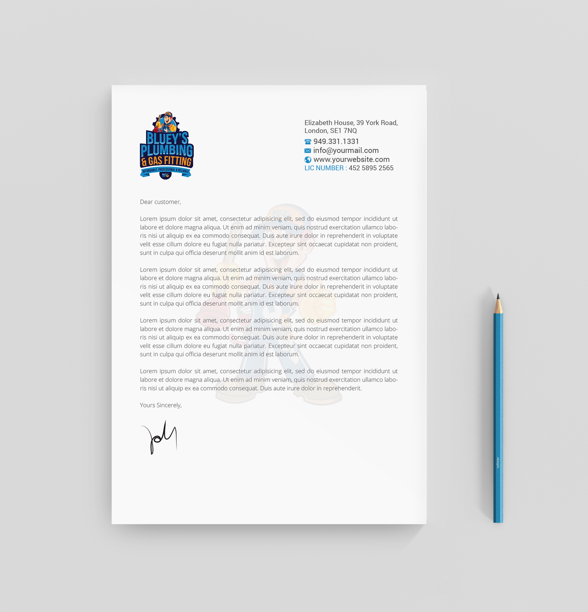 Diseño de Membrete por R.design para www.blueysplumbing.com.au | Diseño #25849808