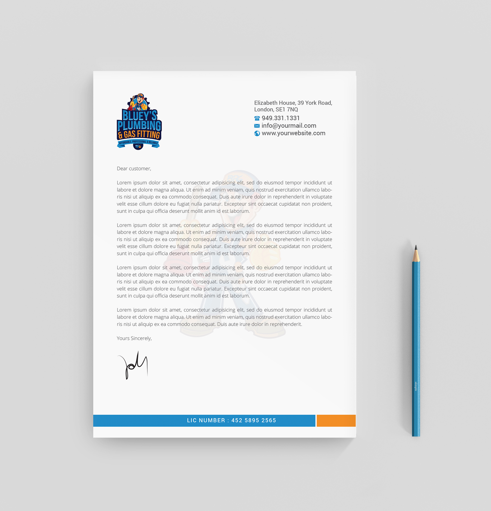 Diseño de Membrete por R.design para www.blueysplumbing.com.au | Diseño #25849809