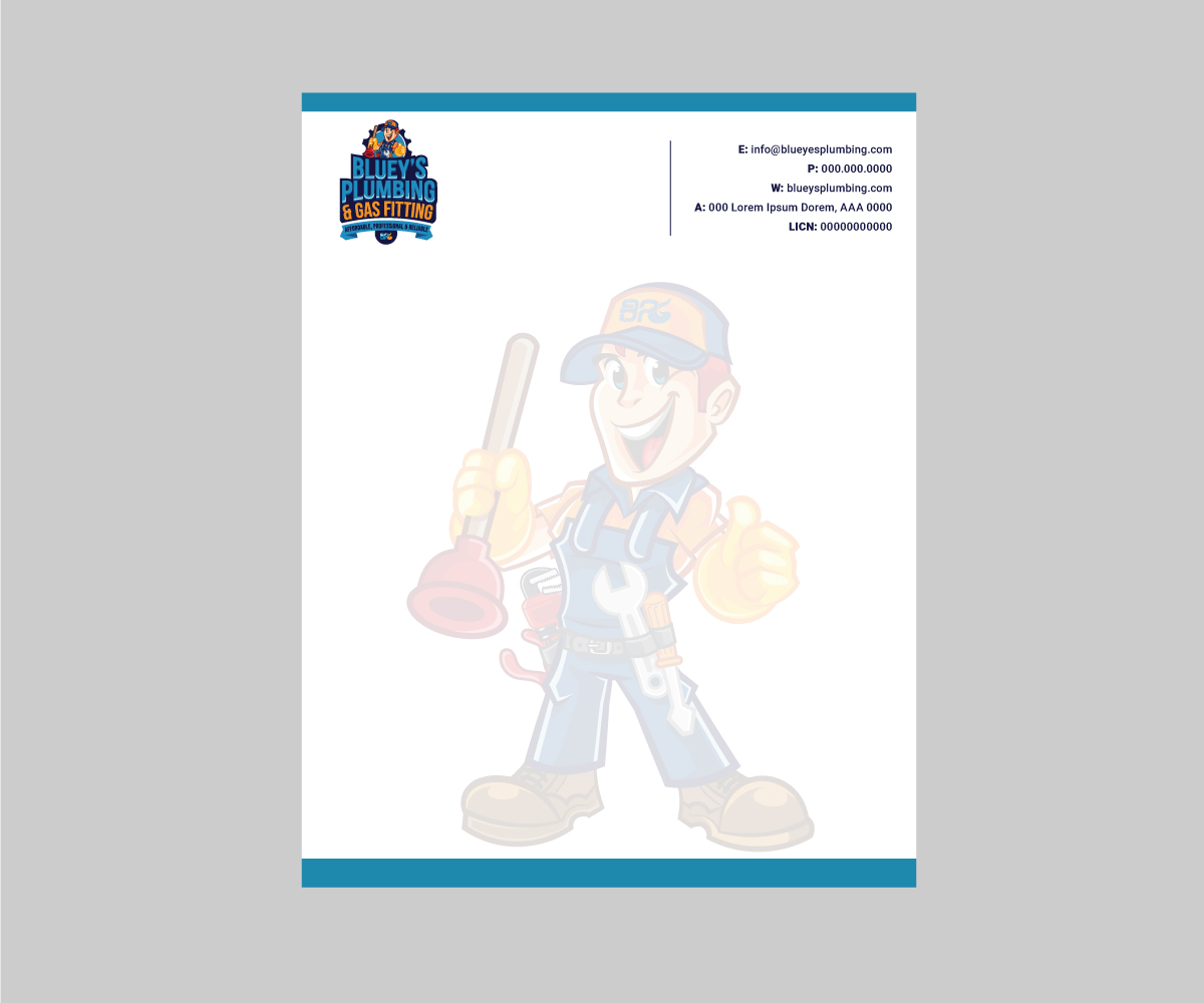 Letterhead Design by sammovilka for www.blueysplumbing.com.au | Design #25856002