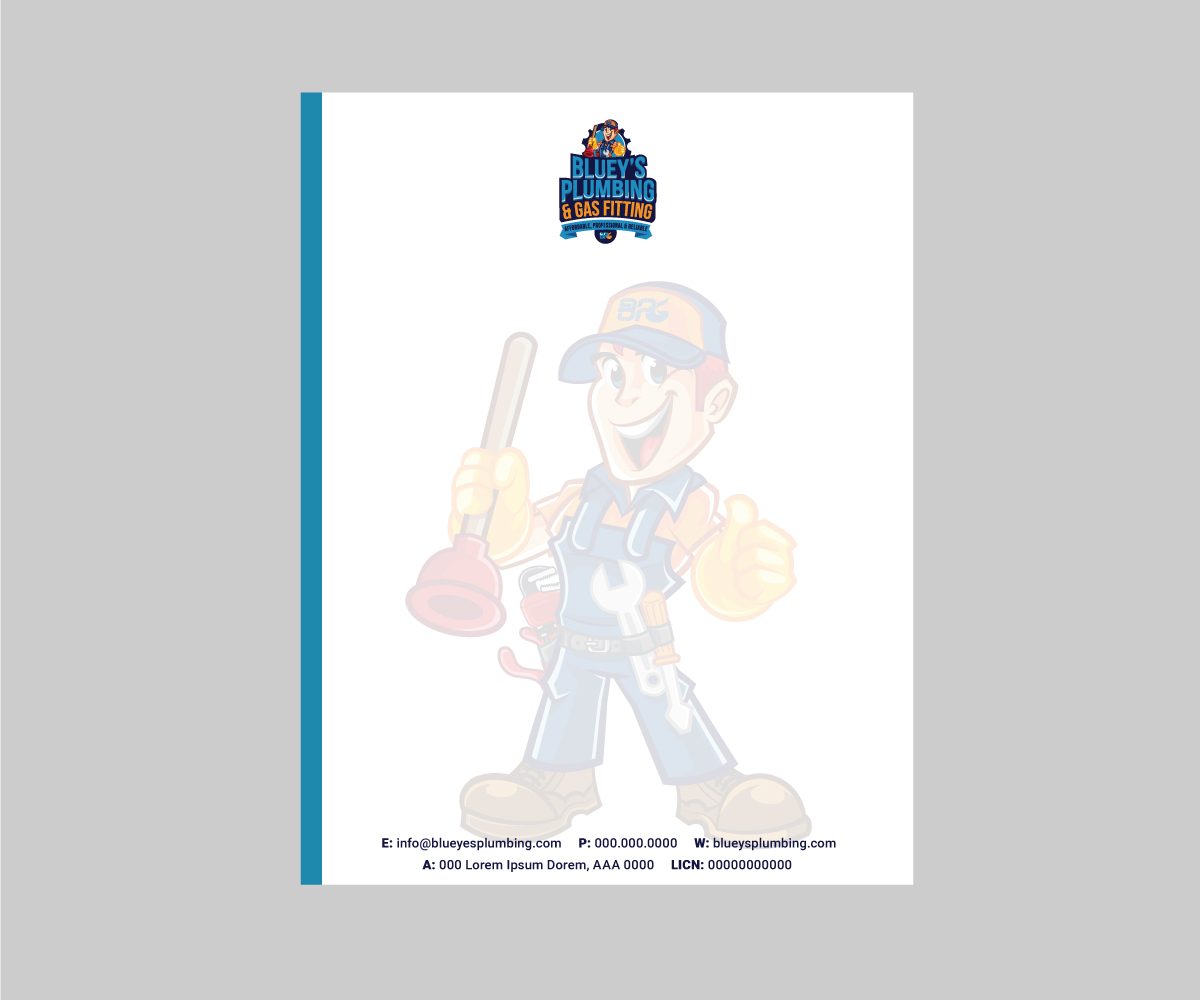 Letterhead Design by sammovilka for www.blueysplumbing.com.au | Design #25856023