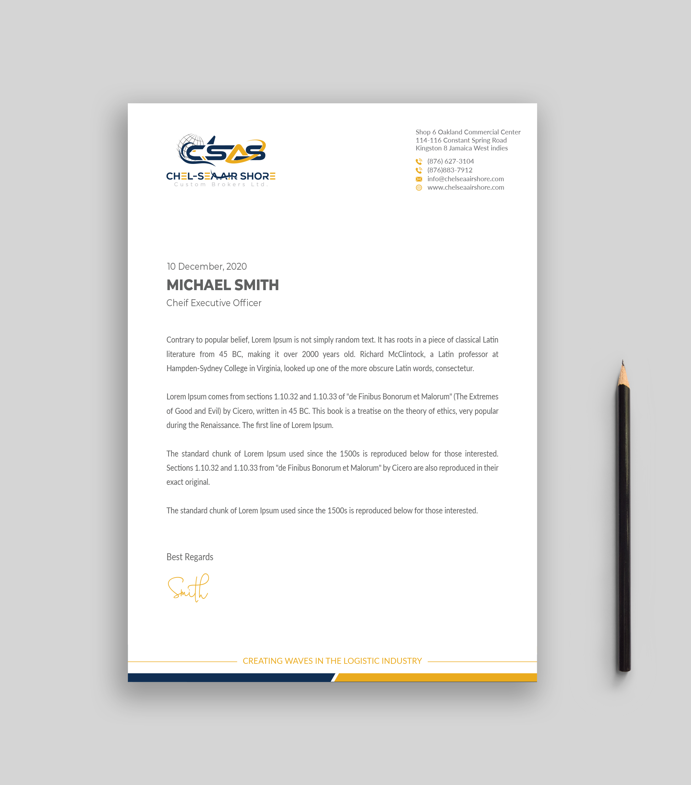 Letterhead Design by Musa. A for this project | Design #25803107