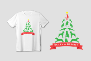 Christmas Pit Bull T-shirt | T-Shirt-Design von desainerd