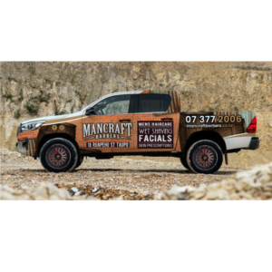 Mancraft Barbers Car Ute  wrap Toyota Hilux | Design de Covering de Véhicule par Yoga Tri