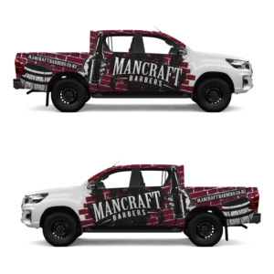Mancraft Barbers Car Ute  wrap Toyota Hilux | Design de Covering de Véhicule par haru_ichiban